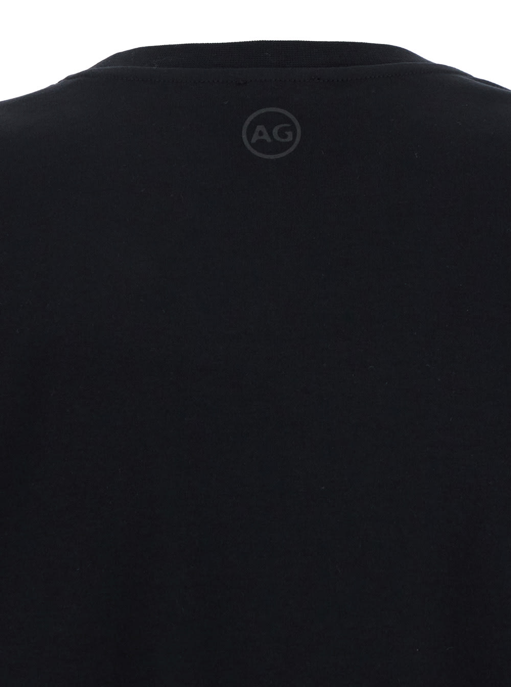 Ag Black Crewneck T-shirt With Logo Printed On The Back In Cotton Woman In Black