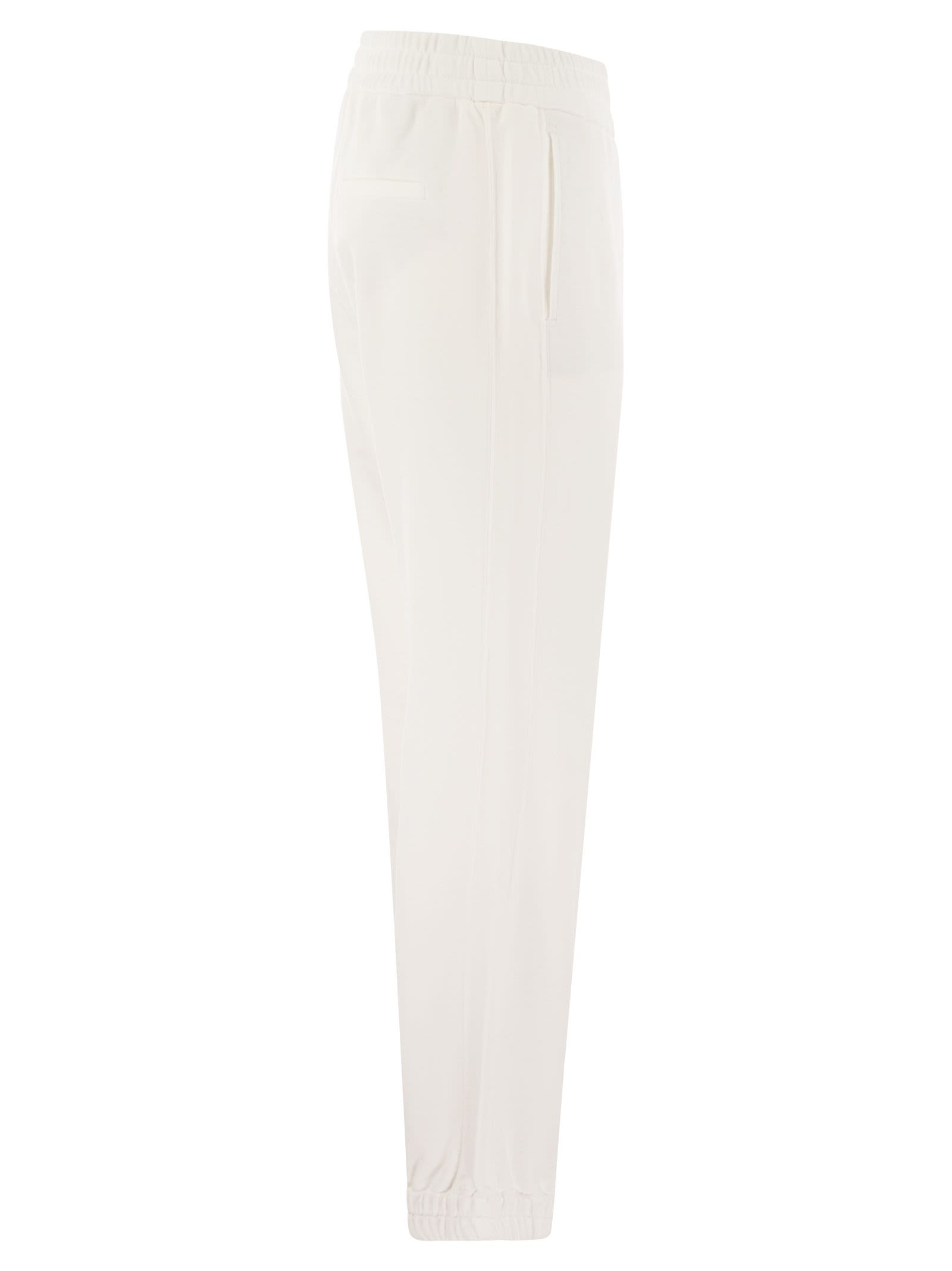 Shop Brunello Cucinelli Track Trousers In Light Cotton Fleece In White