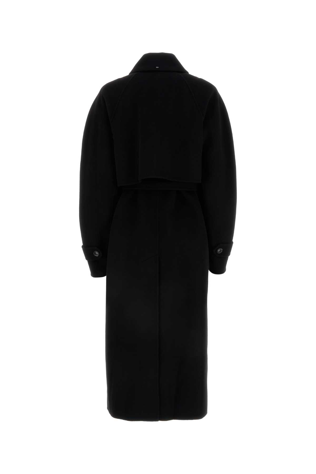 Shop Sportmax Black Wool Blend Azzorre Coat In Nero