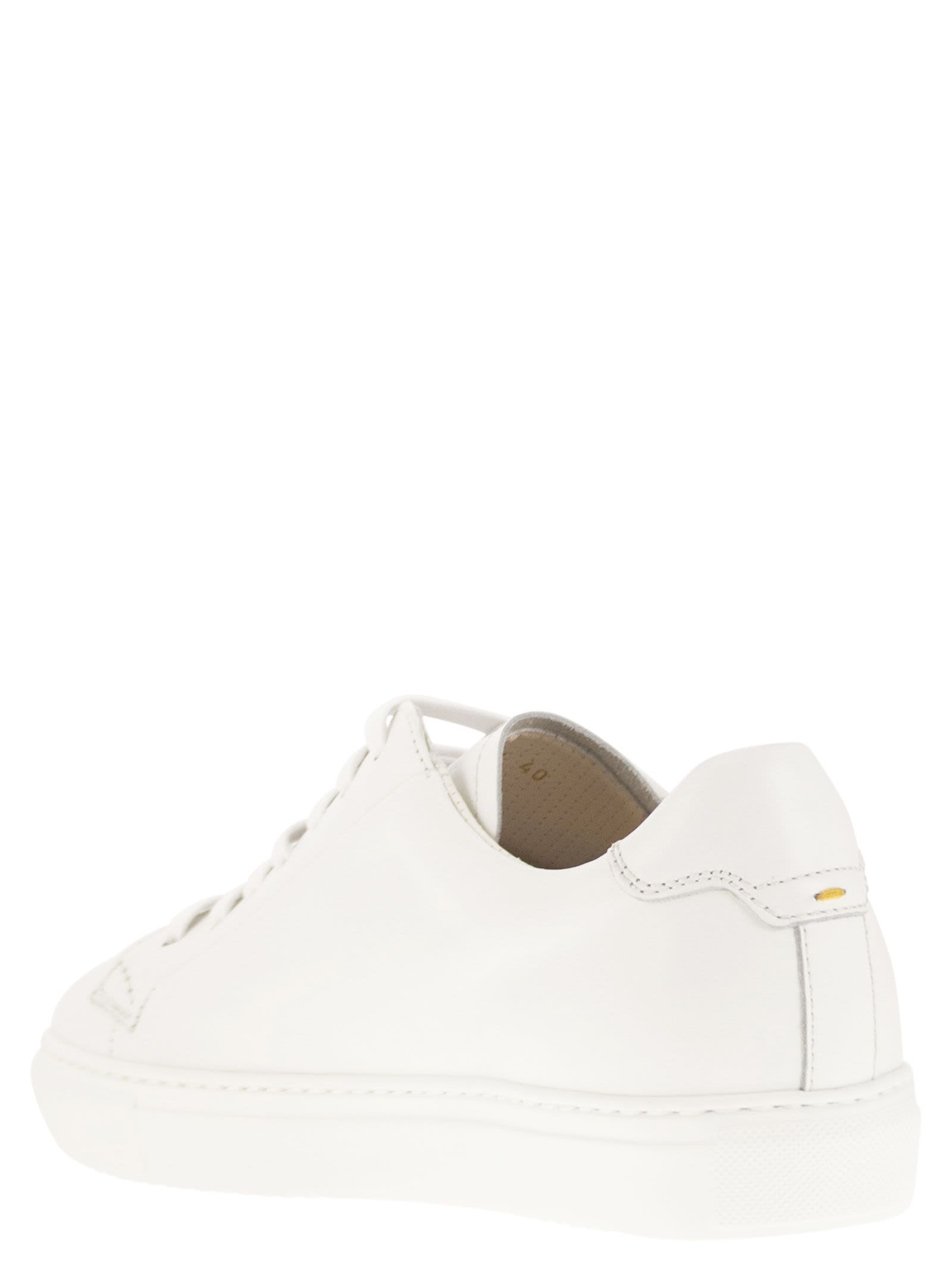 Shop Doucal's Smooth Leather Trainers In White