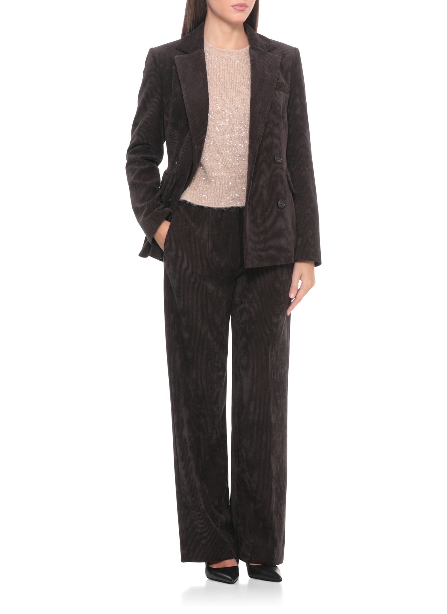 D Exterior Sweater With Sequins In Neutral