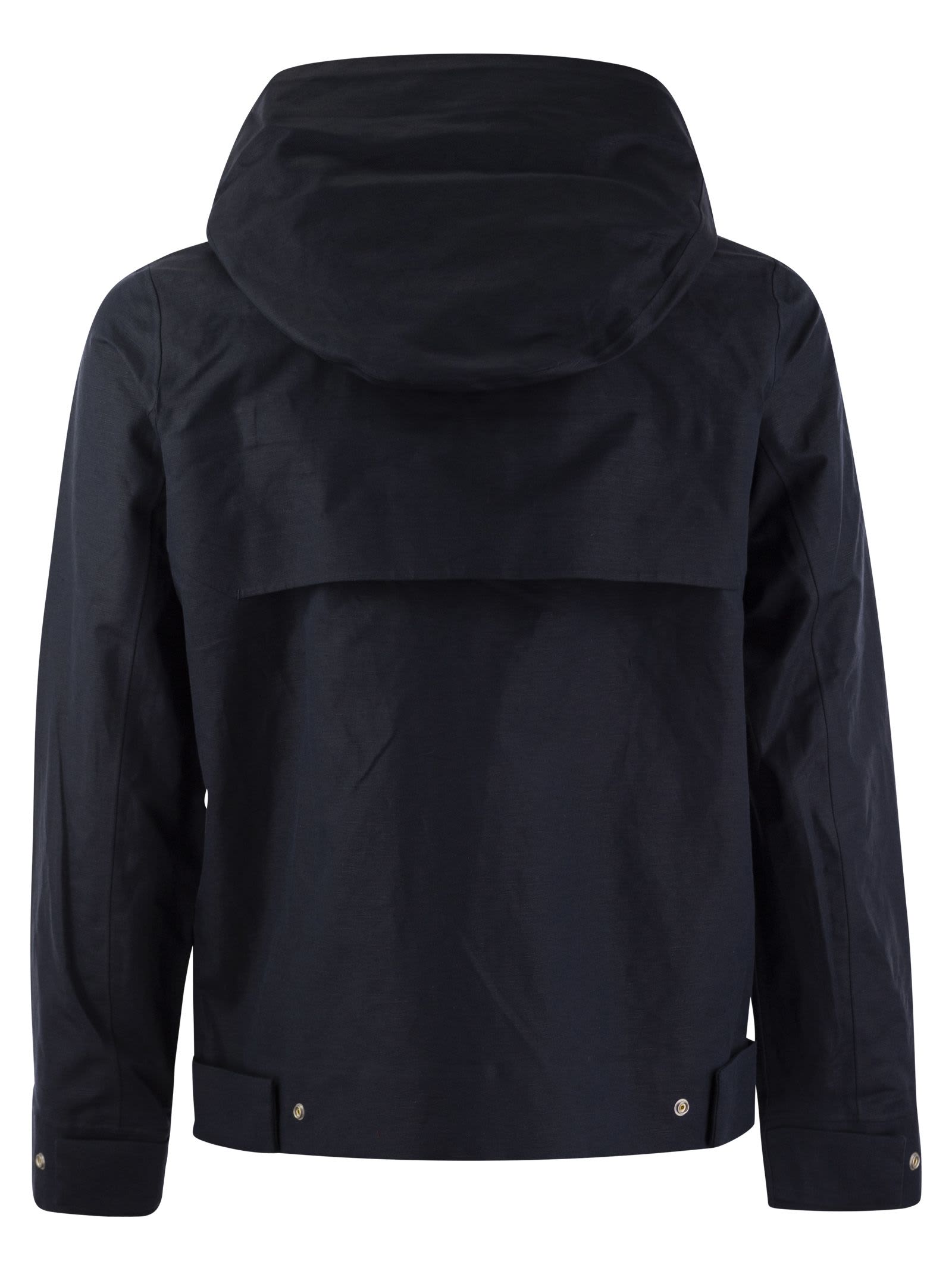 Shop K-way Kaya Linen Blend 2l - Hooded Jacket In Blue