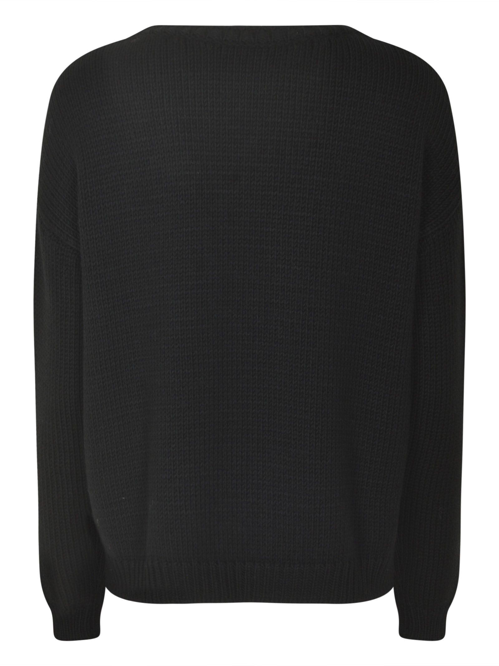 Shop Base Plain Knit Ribbed Sweater In Black