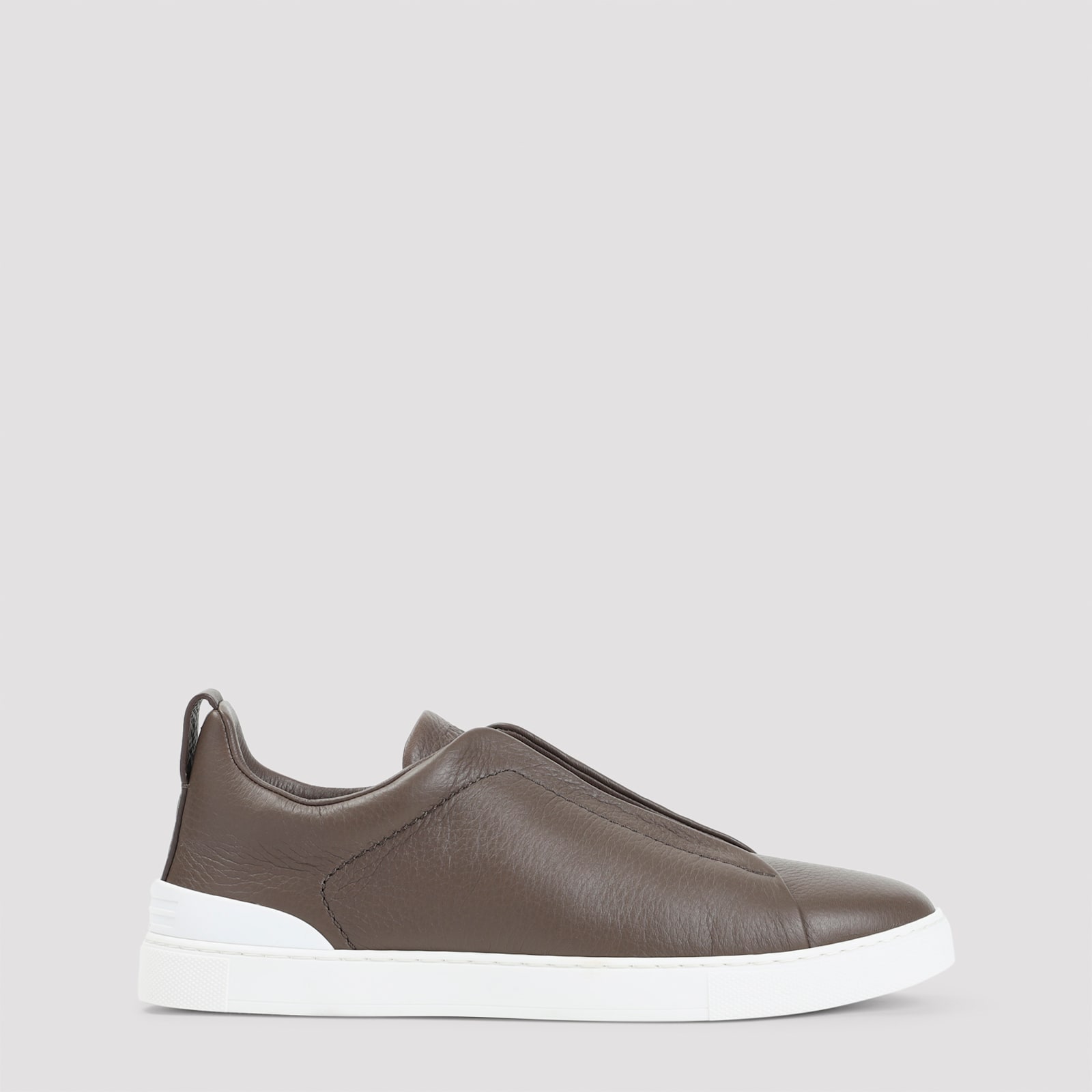 Zegna Triple Stitch Low-top Sneakers In Brown