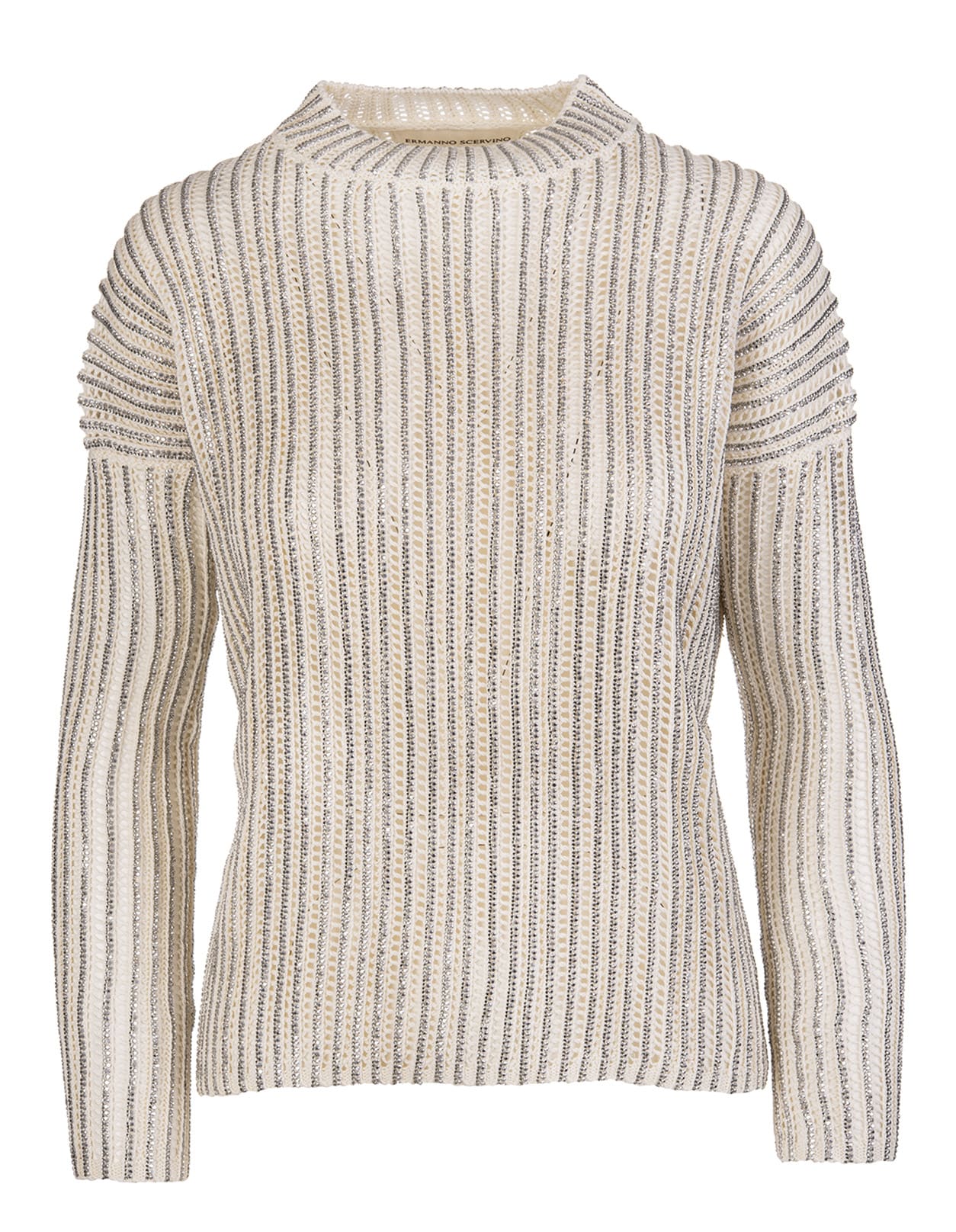 Ermanno Scervino Sand Sweater With Crystals