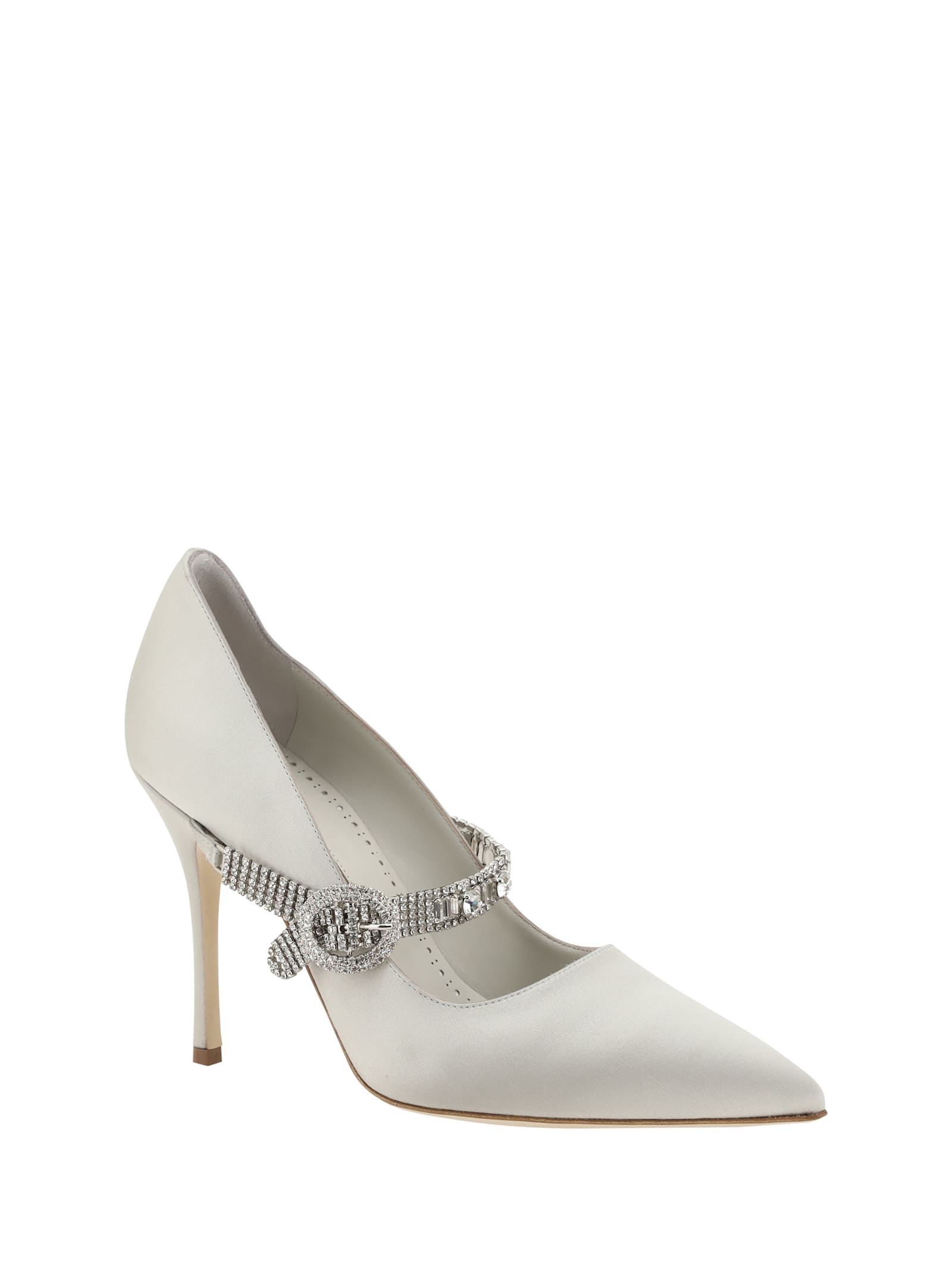 Manolo Blahnik Nadira 90 Satin Crystal-embellished Pumps In Mgry