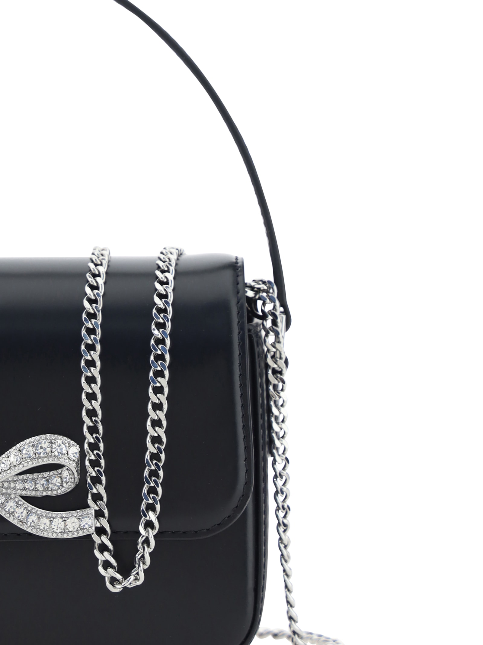 Shop Self-portrait Baguette Handbag In Black