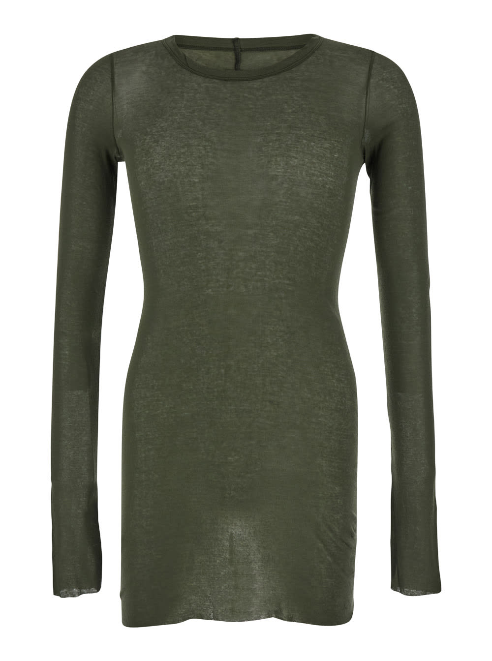 Shop Rick Owens Green Long Sleeve Top In Semi Sheer Man