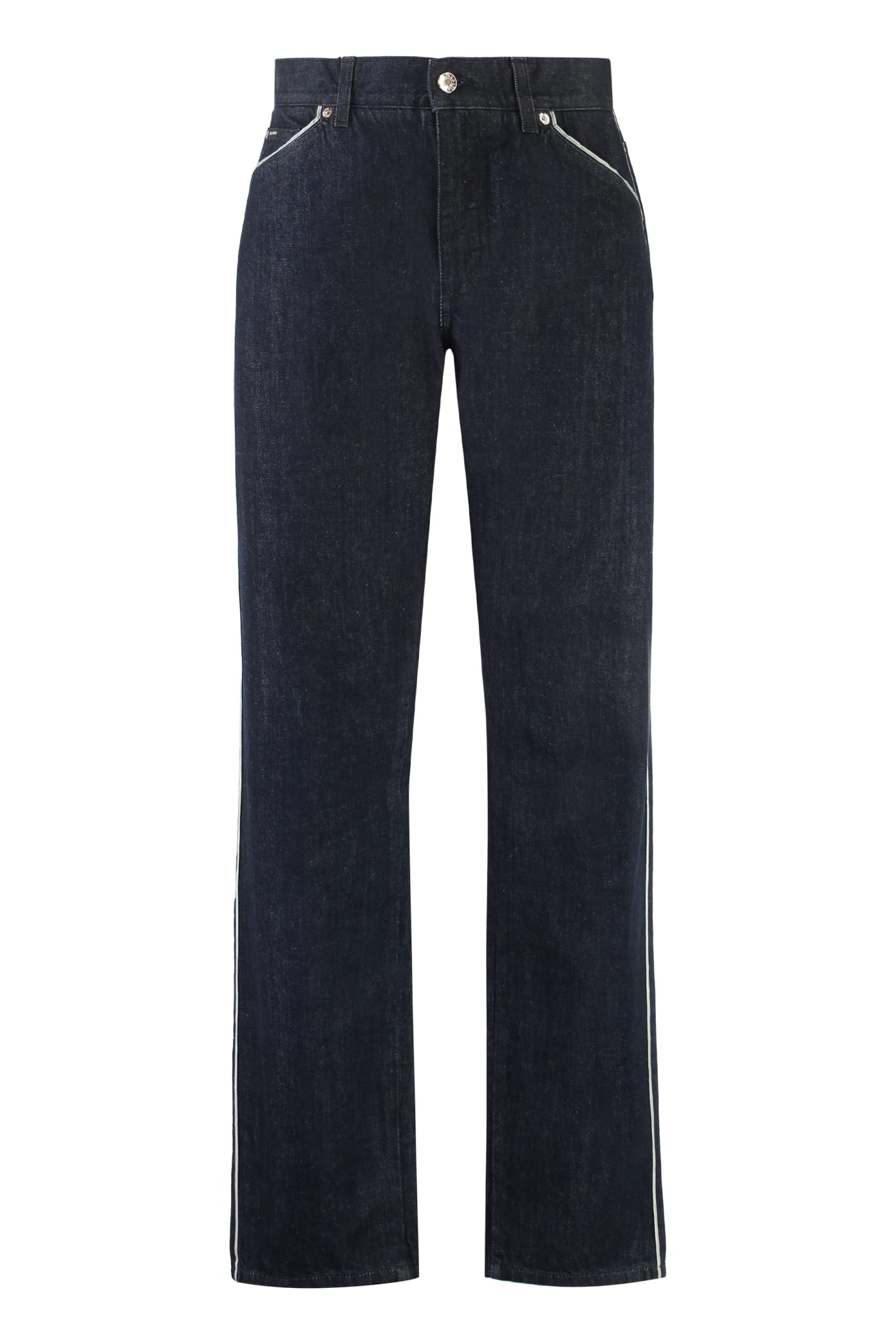 Shop Dolce & Gabbana 5-pocket Straight-leg Jeans In Denim