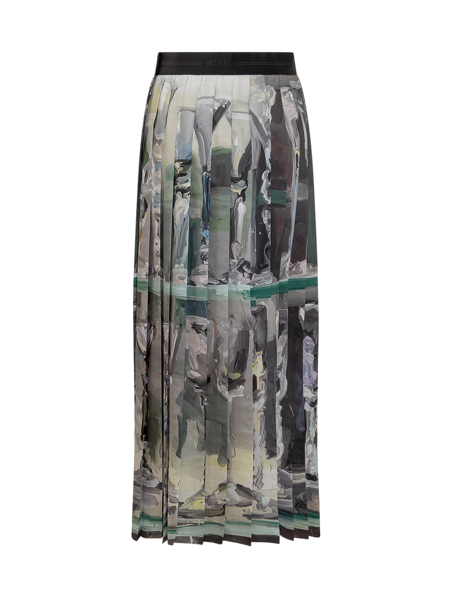 Shop Msgm Skirt With Jan De Vliegher Print In Grey