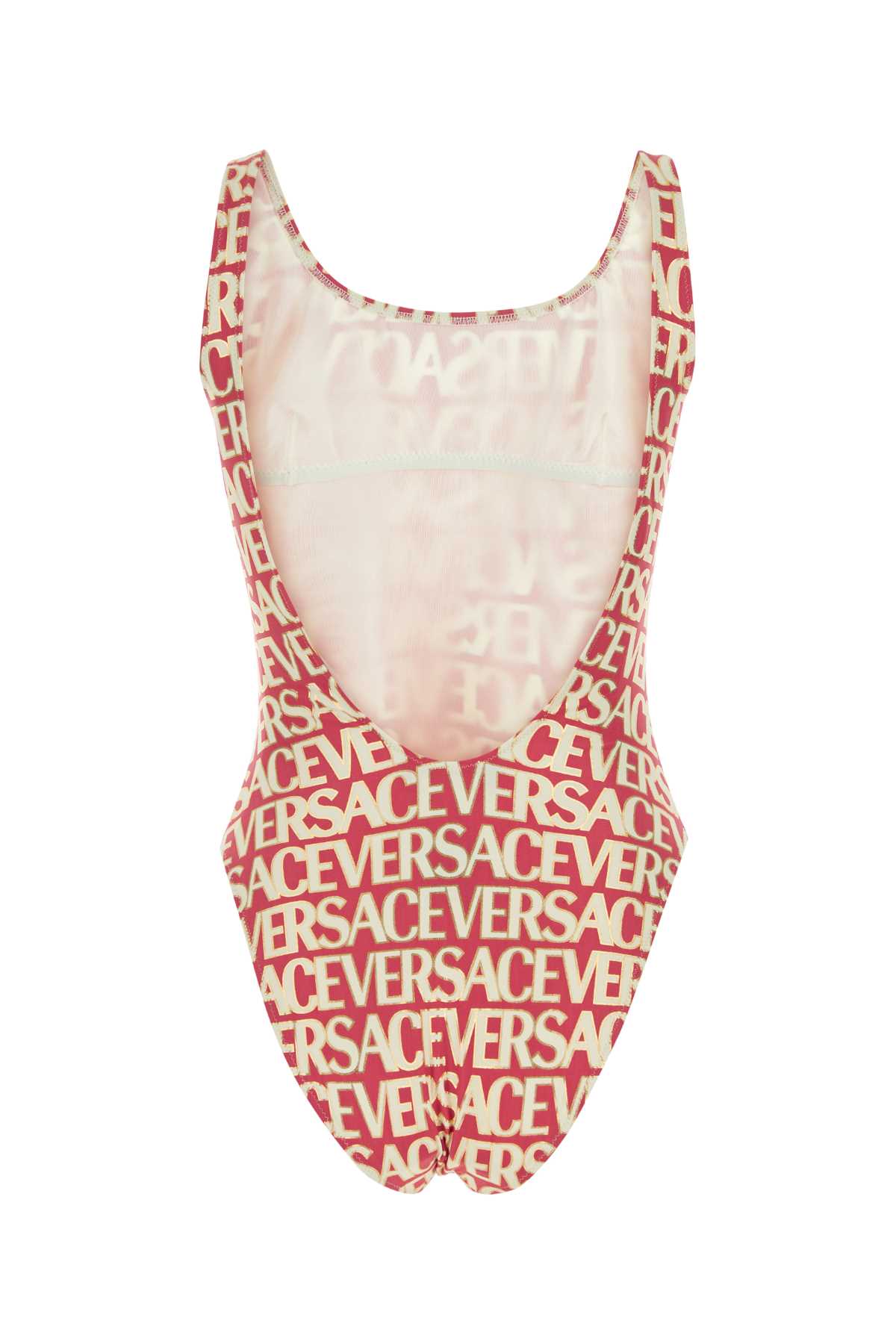 Versace Printed Stretch Nylon Swimsuit In Red