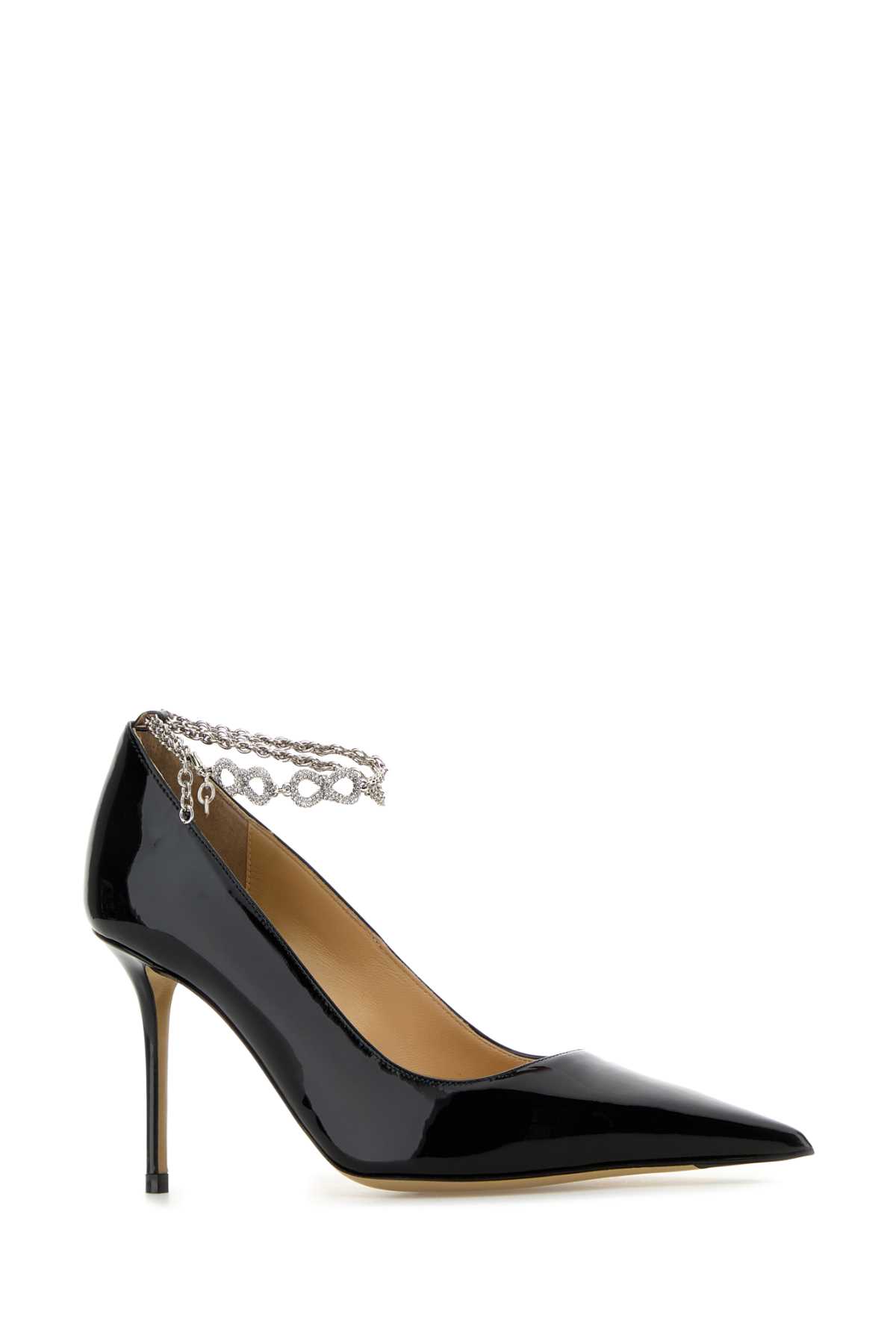 Shop Mach &amp; Mach Black Leather Bow Chain Pumps