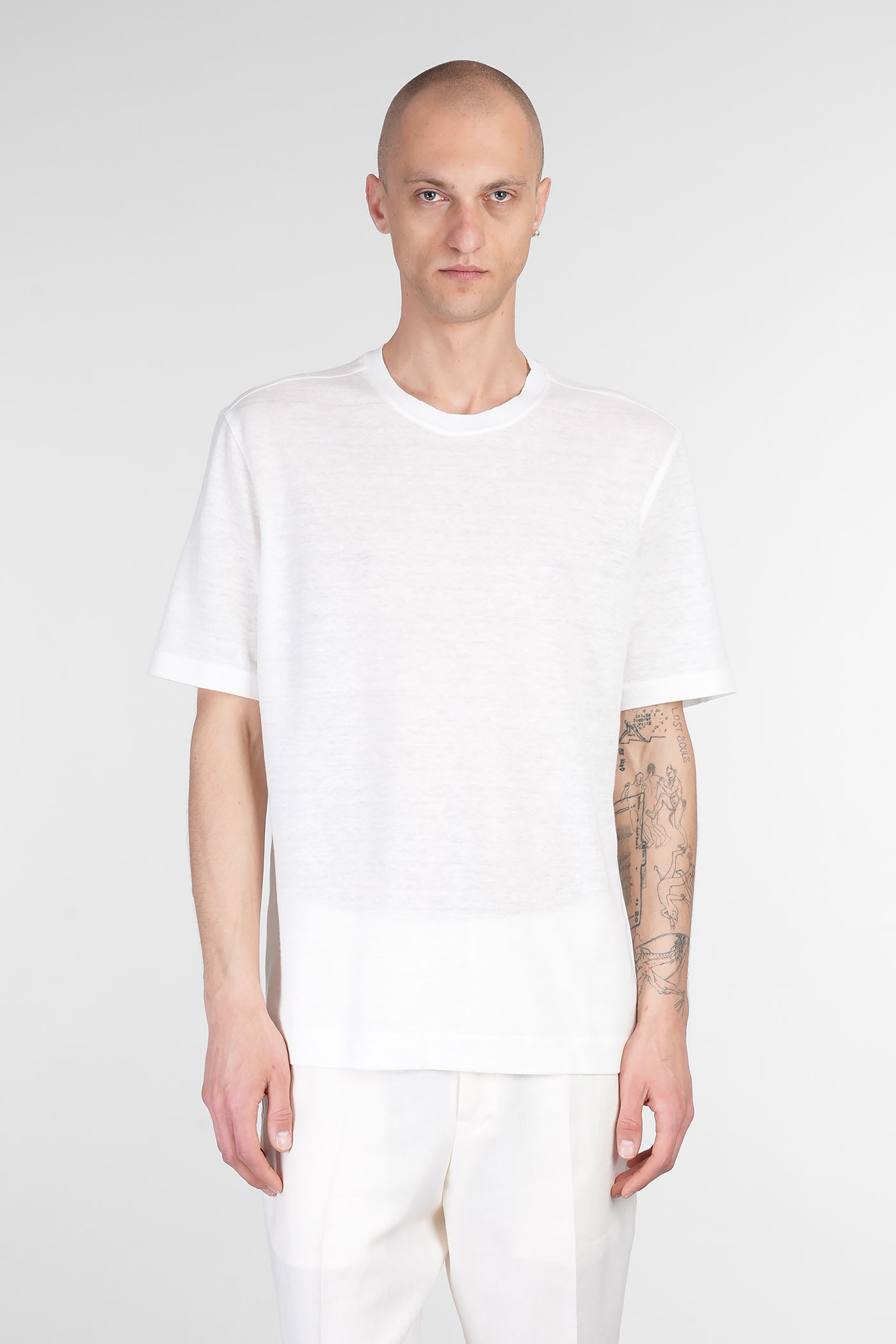 Zegna T-shirt In Beige Linen