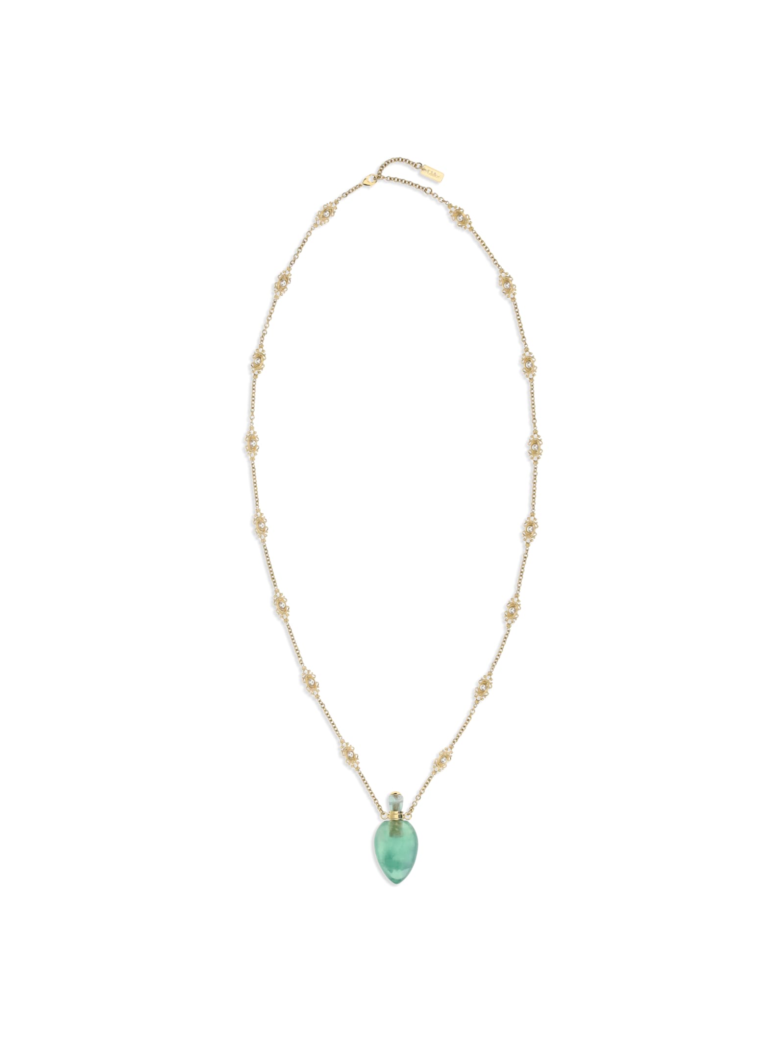 Chloé Gold Metal Necklace Featuring Gemstone Pendant In Gold