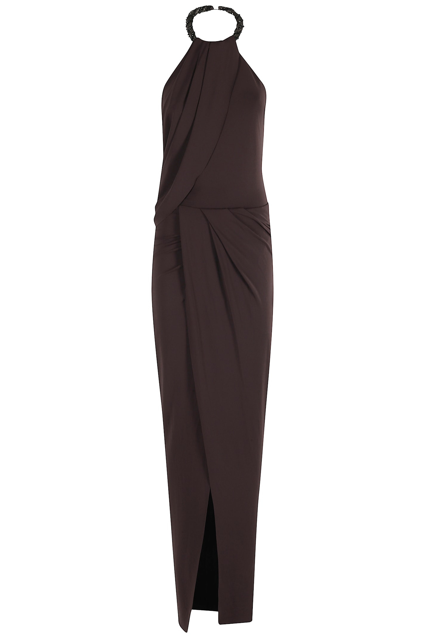 Amen Dress In Fluid W Torchon In Brown