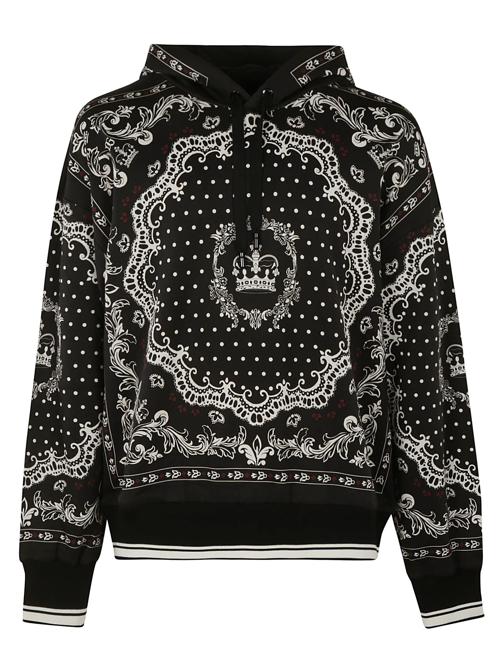 DOLCE & GABBANA CROWN PRINT HOODED SWEATSHIRT,11260708