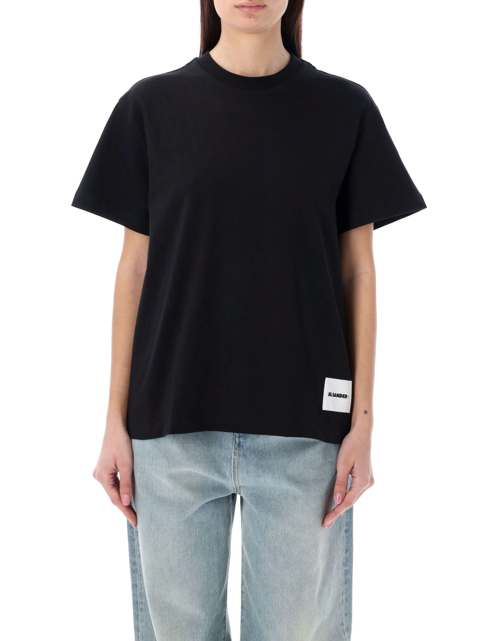 Shop Jil Sander Organic Cotton 3 Pack T-shirt In Black