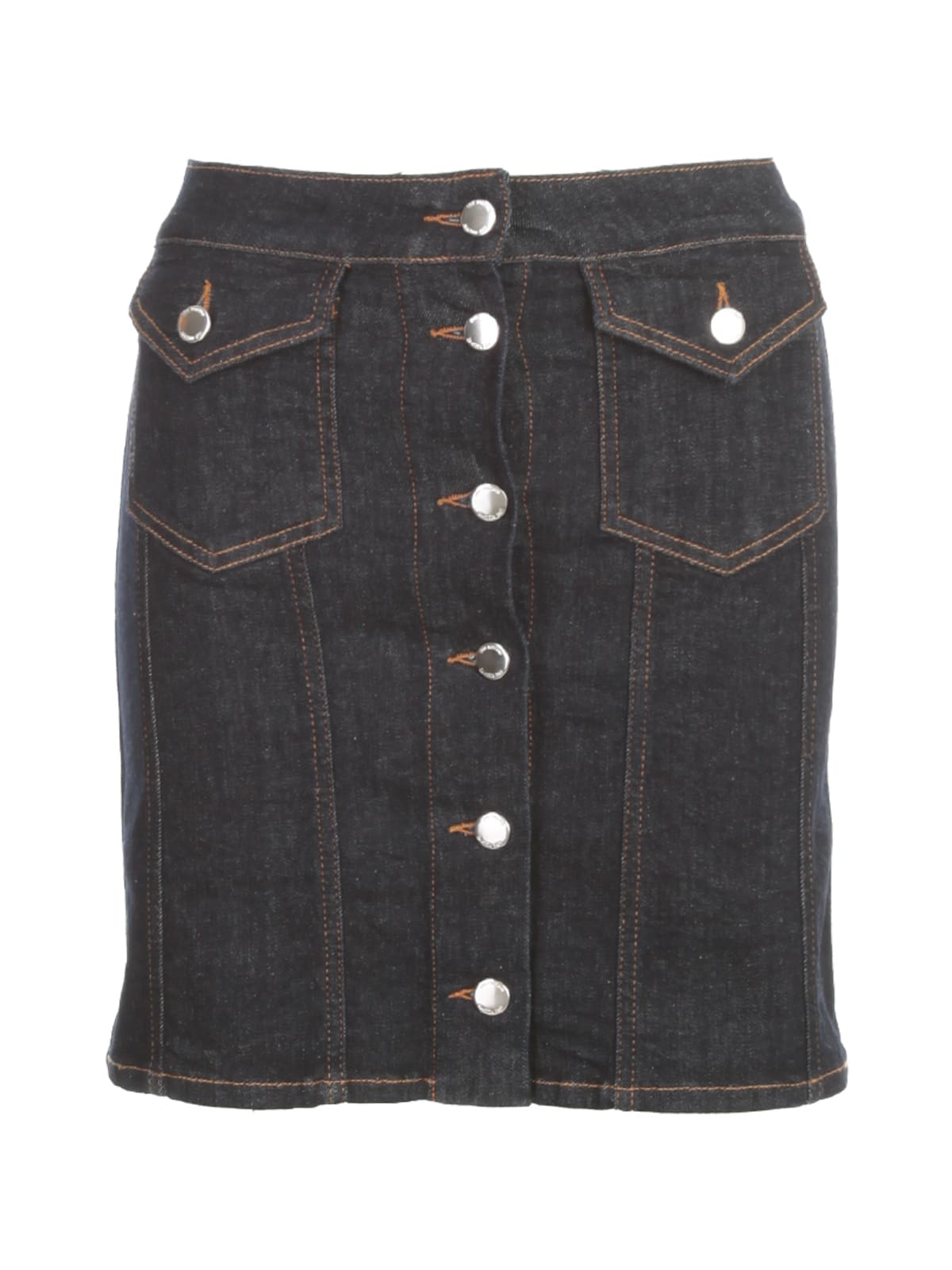 Love Moschino Denim Skirt W/buttons In Front