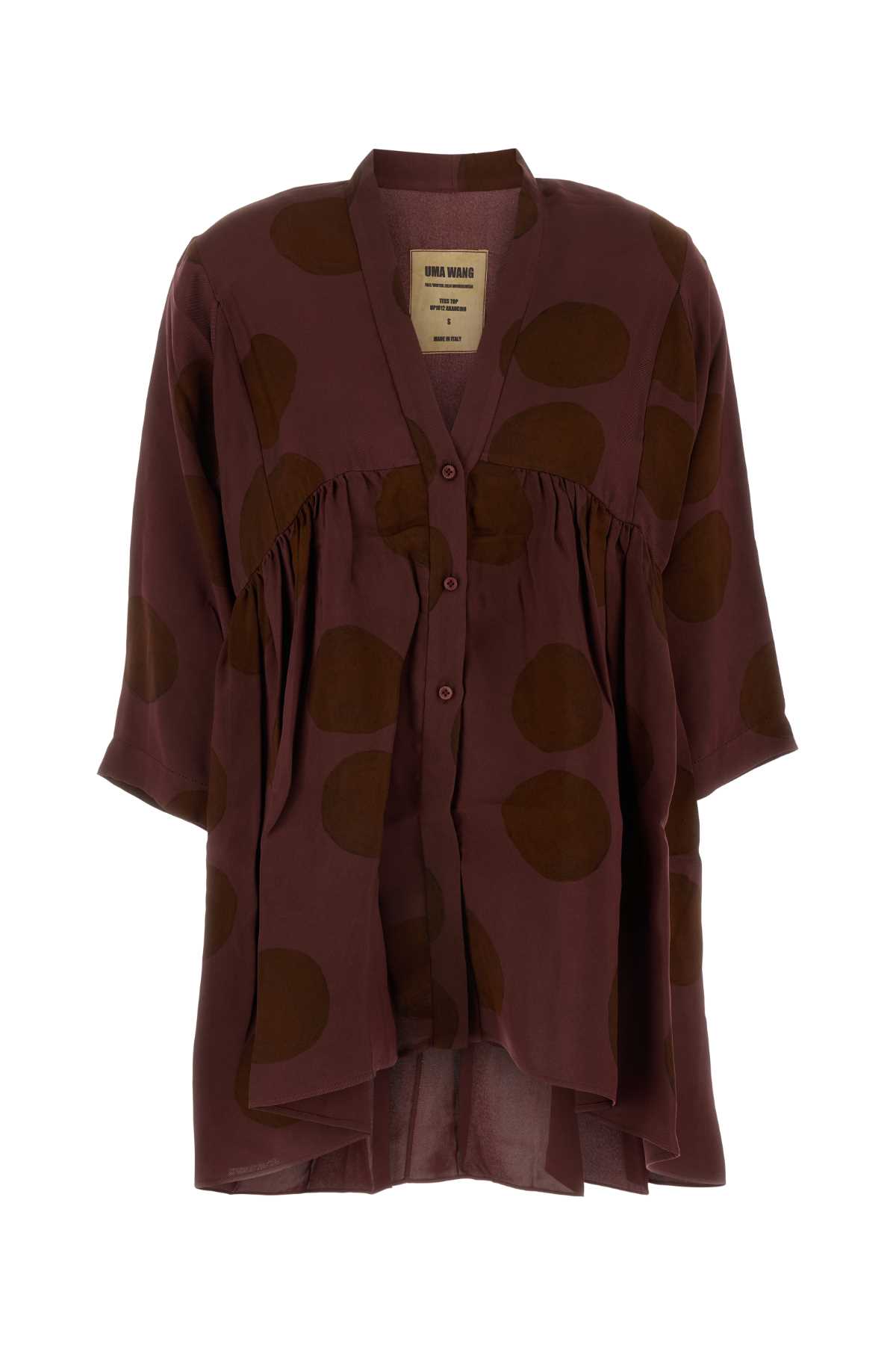 Shop Uma Wang Printed Viscose Tess Blouse In Rosebrown