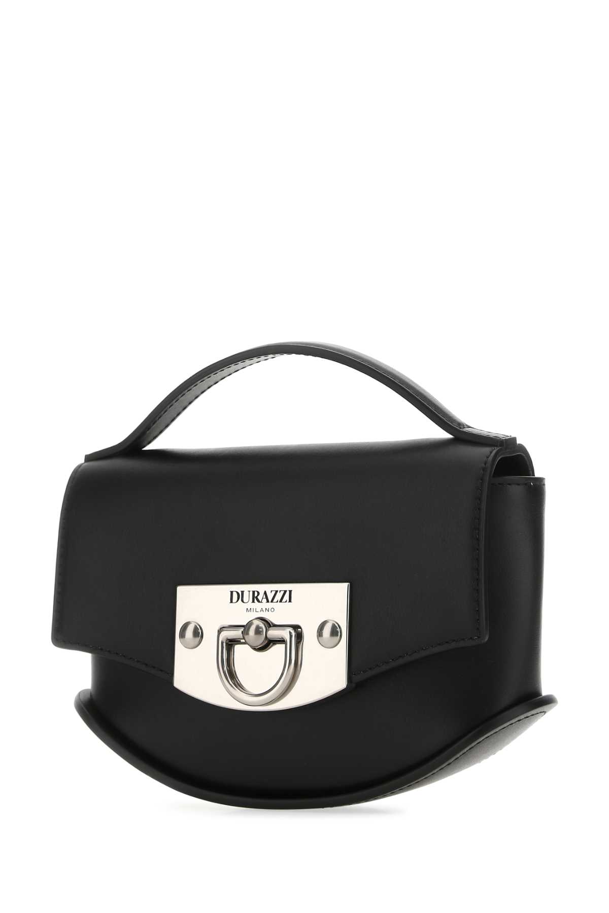 DURAZZI MILANO BLACK LEATHER MINI SWING HANDBAG 