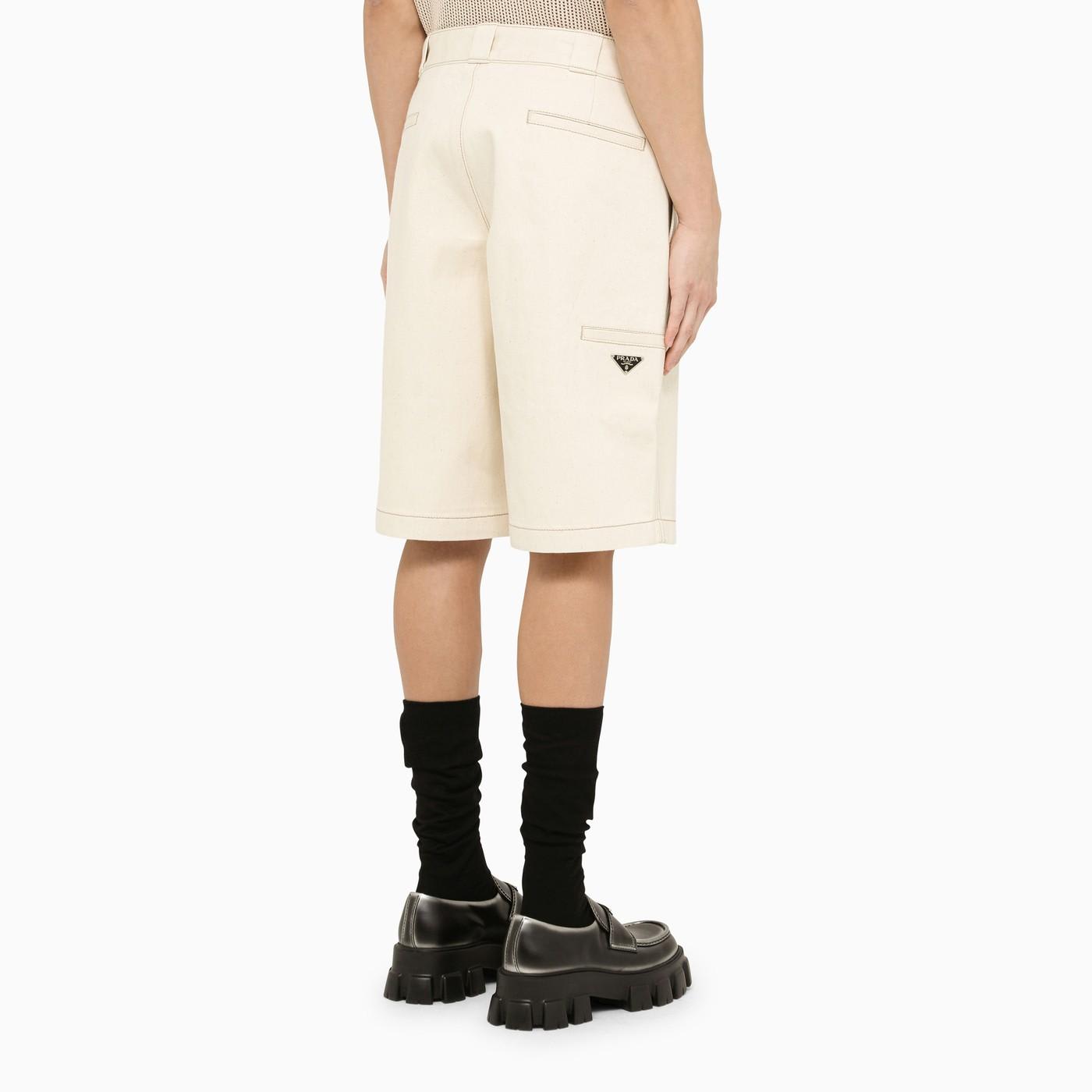 Shop Prada Multi-pocket Wide Leg Shorts In Natural