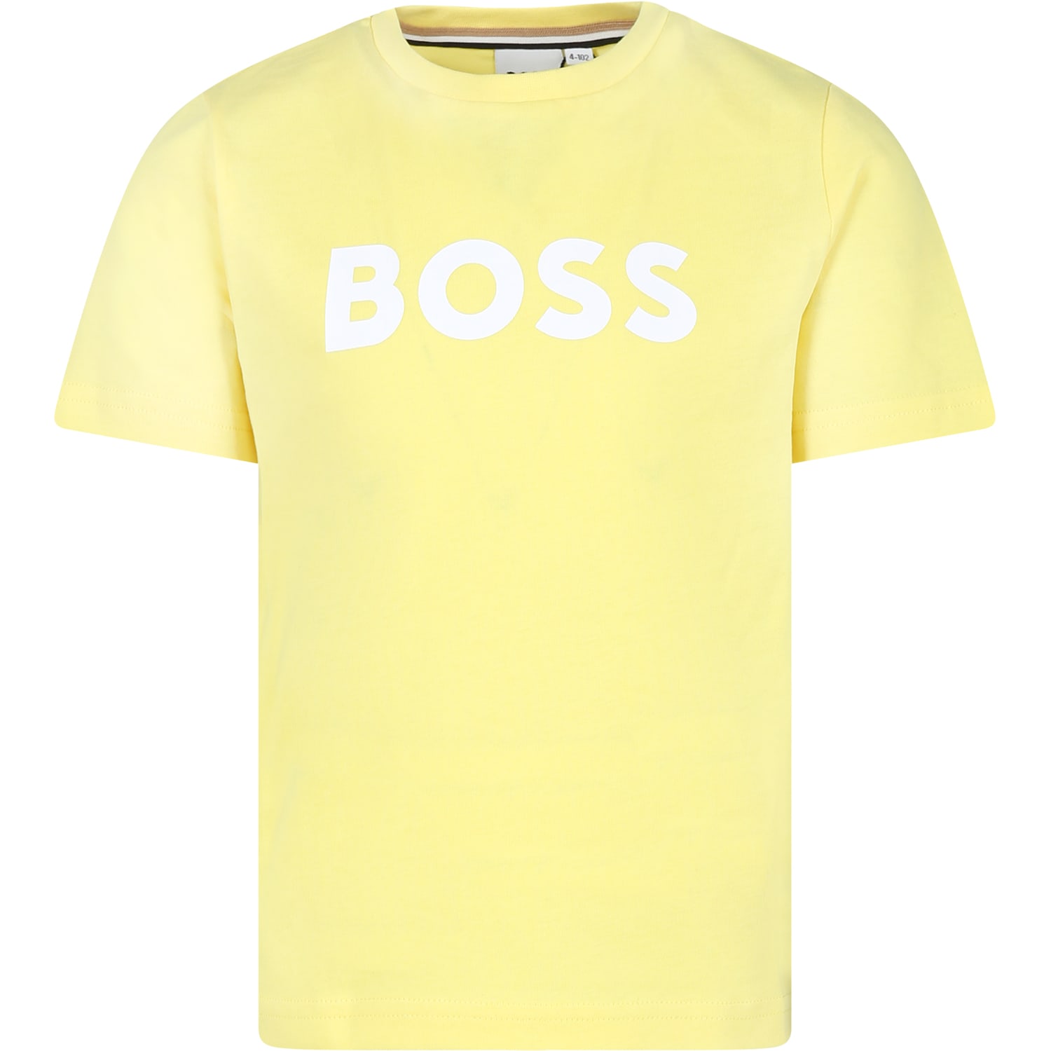 Shop Hugo Boss Yellow T-shirt For Boy With Logo