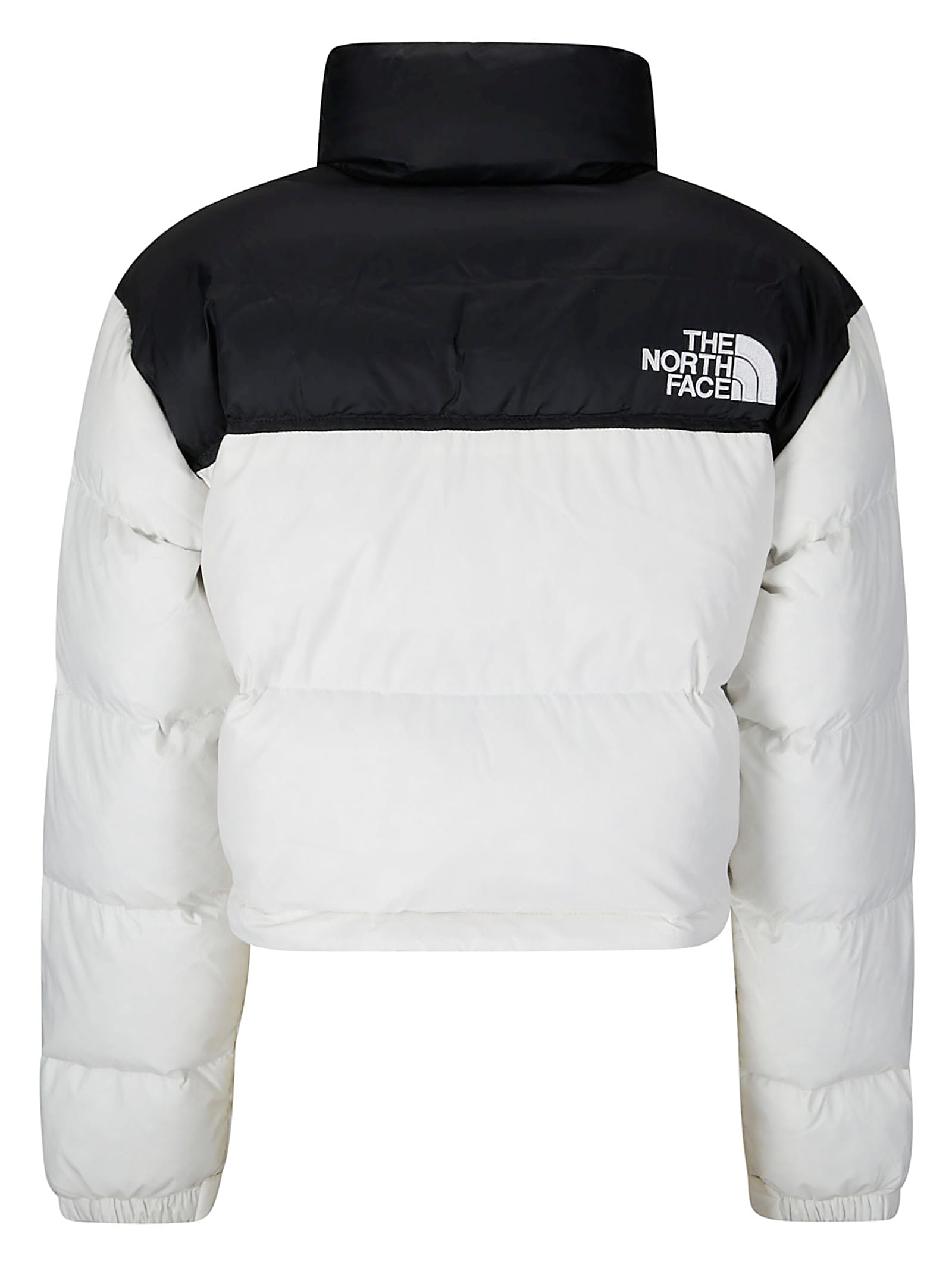 Shop The North Face W Nuptse Short Jacket In White Dune/tnf Black