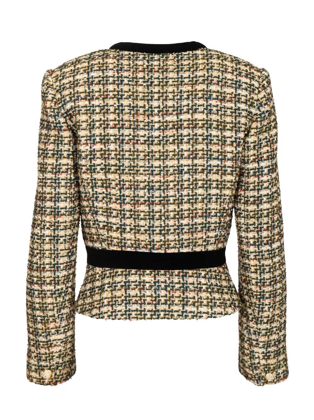 Valentino Velvet Bow Tweed Jacket In Multi
