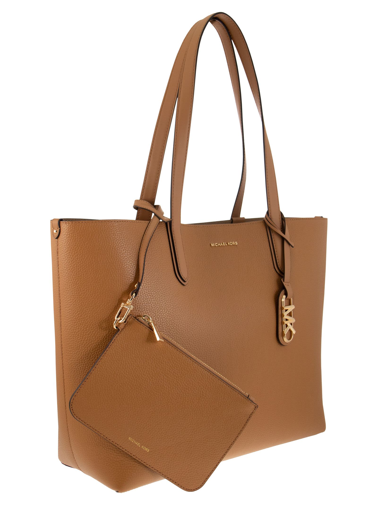 Shop Michael Kors Eliza Grained Leather Reversible Tote Bag In Cognac