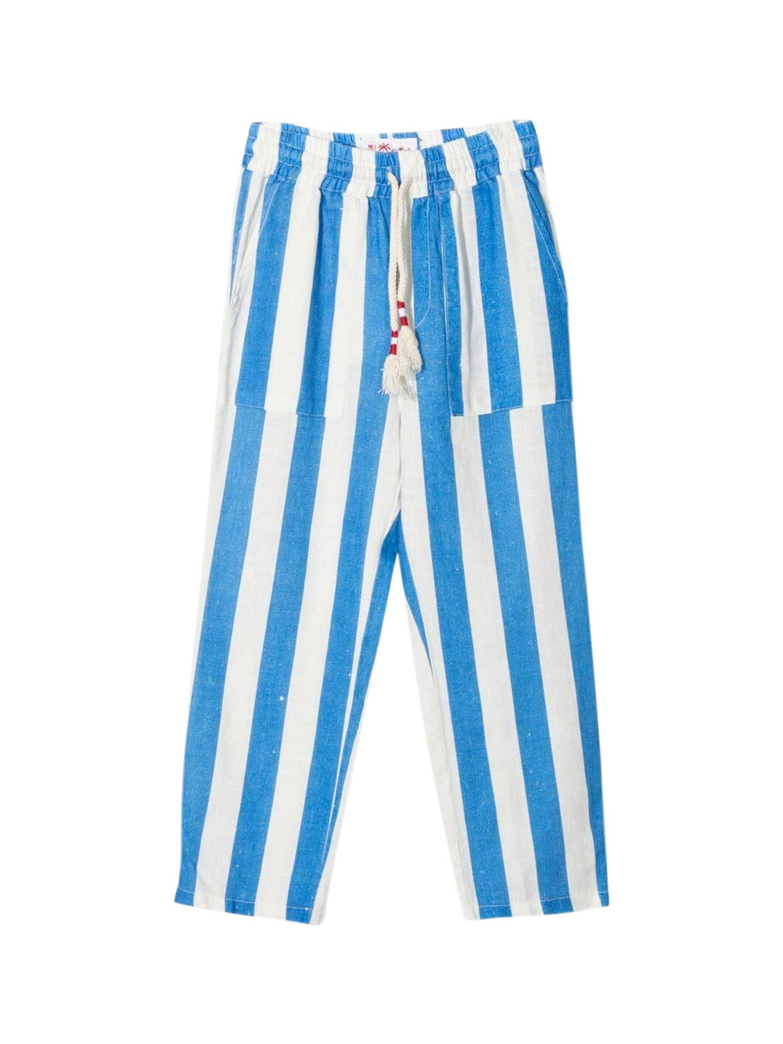MC2 Saint Barth White And Bluepainted Stripes Trousers