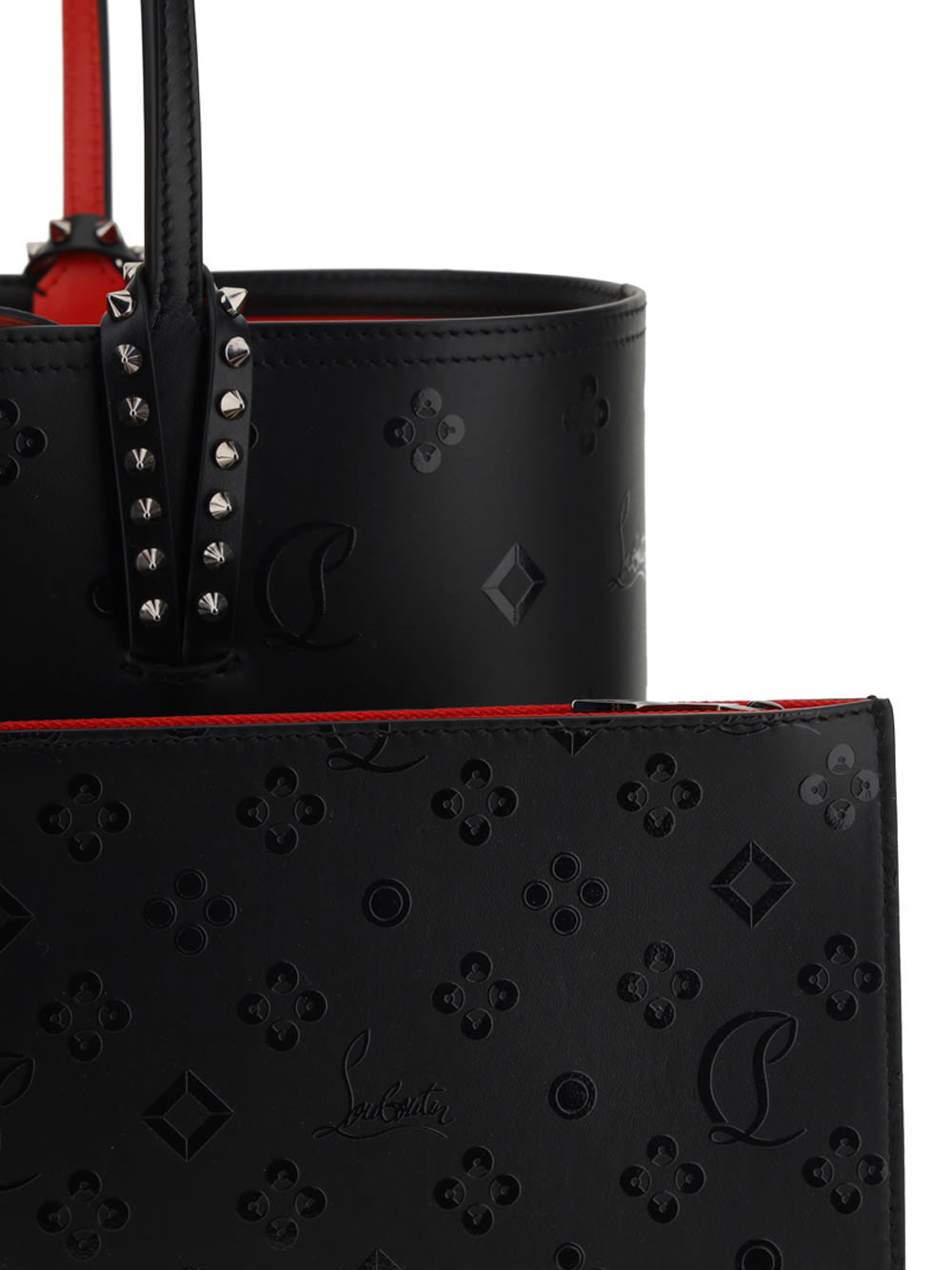 Shop Christian Louboutin Leche Leather Cabata Small Calf Paris Loubinthesky Print Handbag