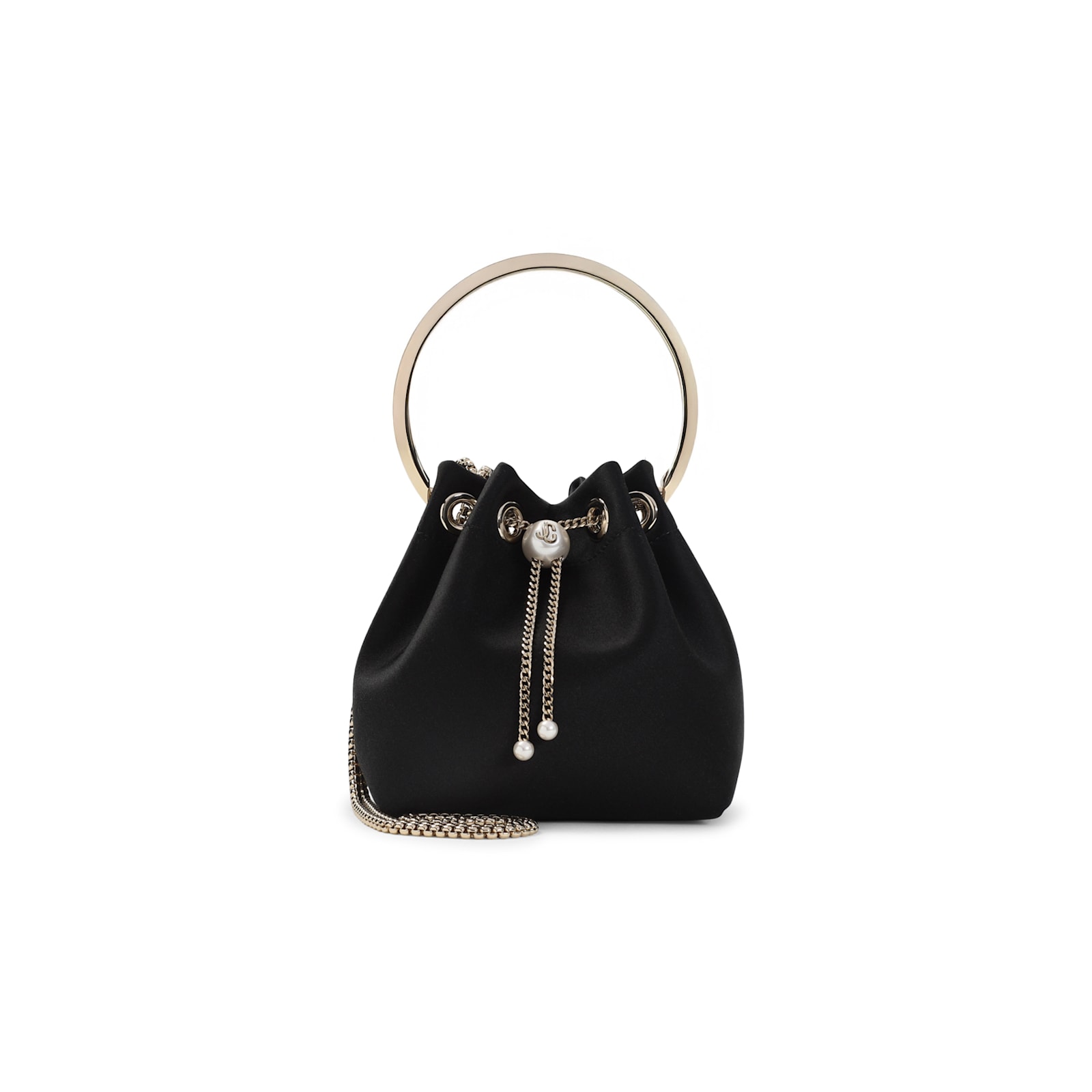 Jimmy Choo Black Bon Bon Mini Bucket Bag In Gold