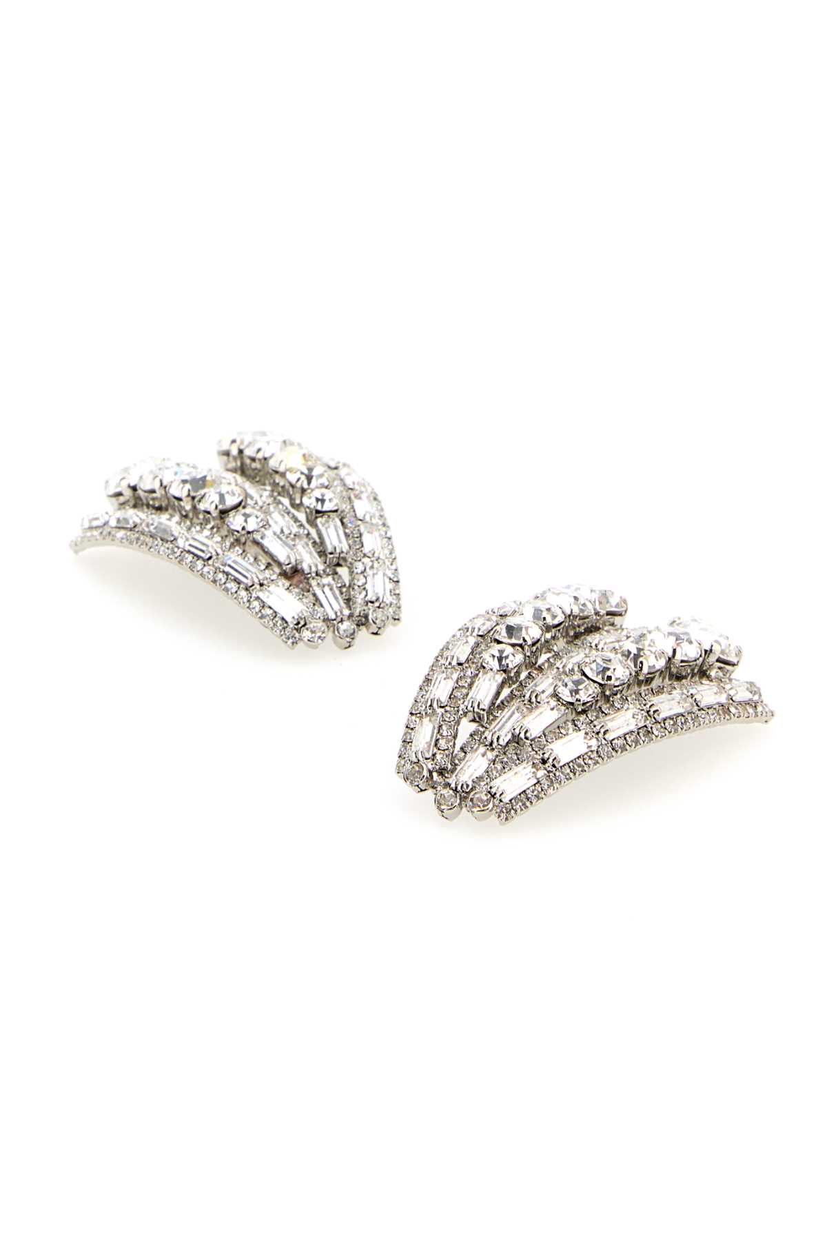 Shop Alessandra Rich Embellished Metal Earrings In Silver