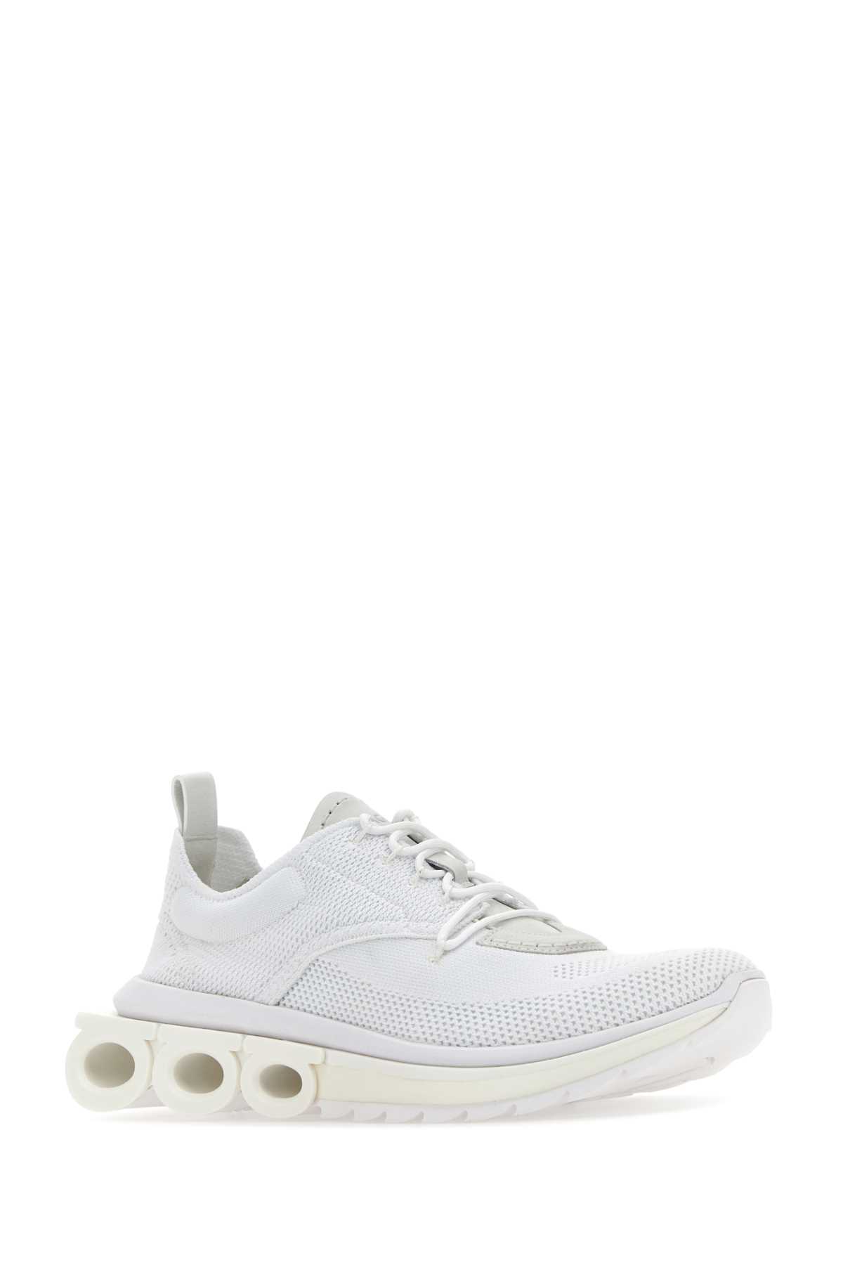 Ferragamo White Tech Knit Nima Sneakers In Bianco