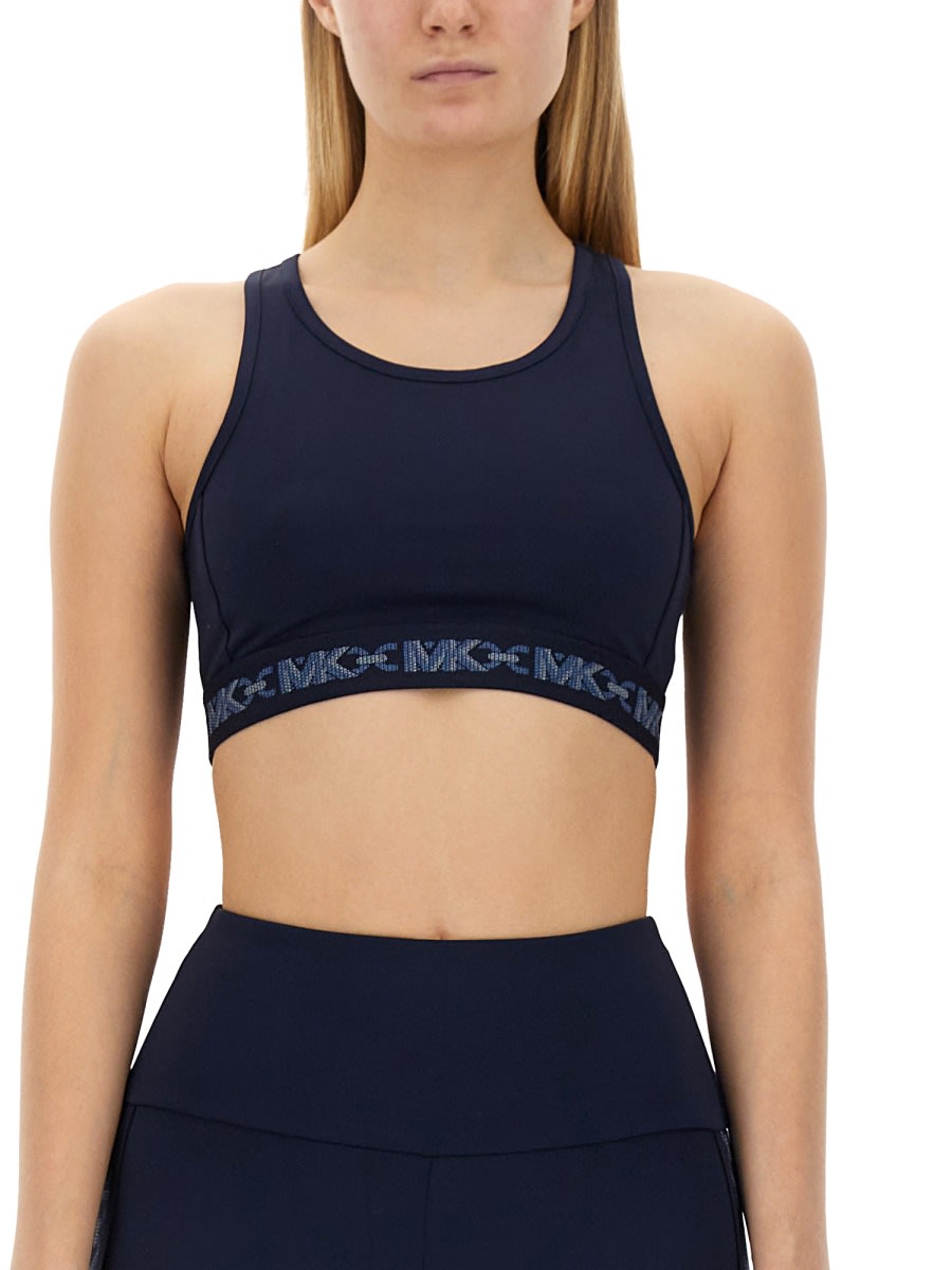 Shop Michael Kors Tops With Logo In Blue