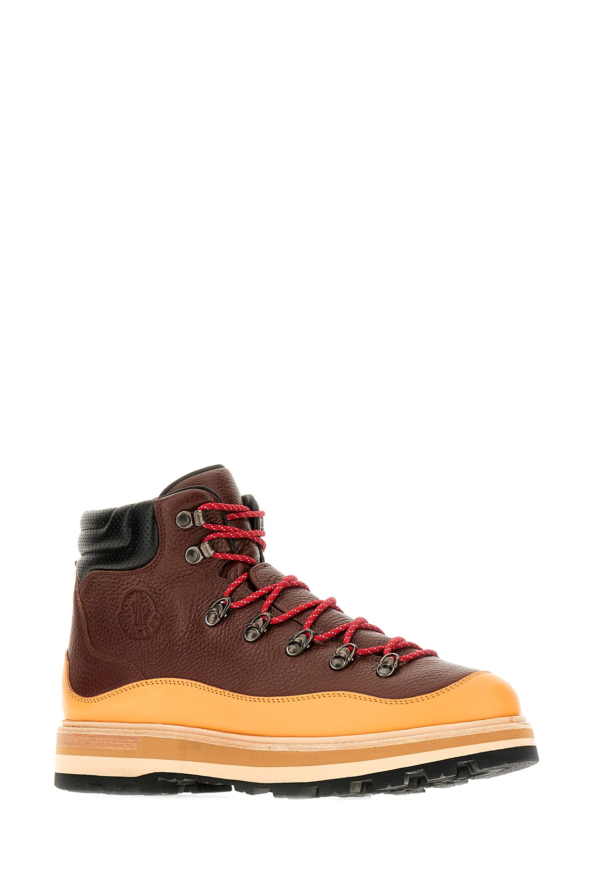 Shop Moncler Two-tone Leather Peka Trek Ankle Boots In P39