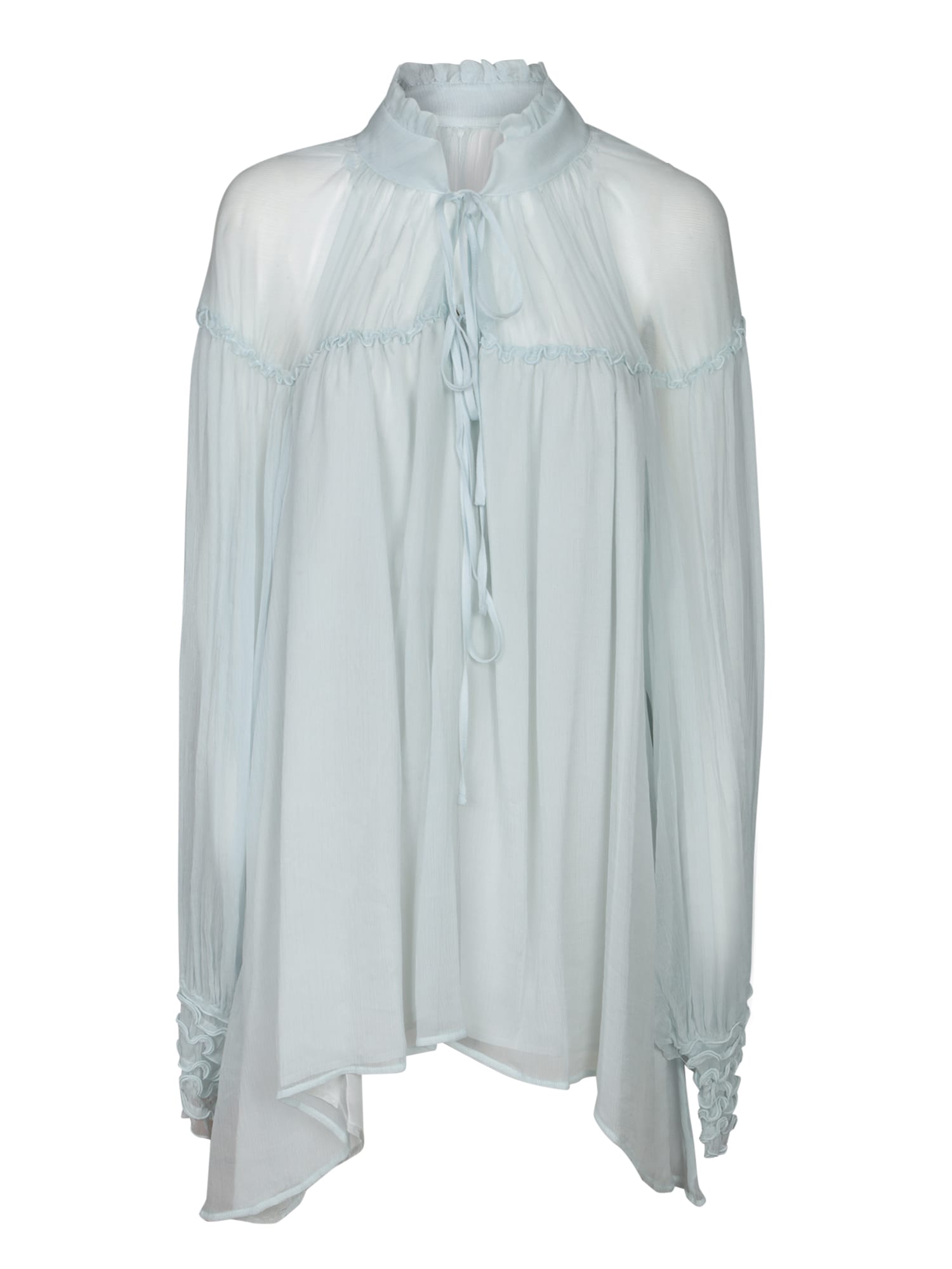 Amen Light Blue Silk Chiffon Blouse