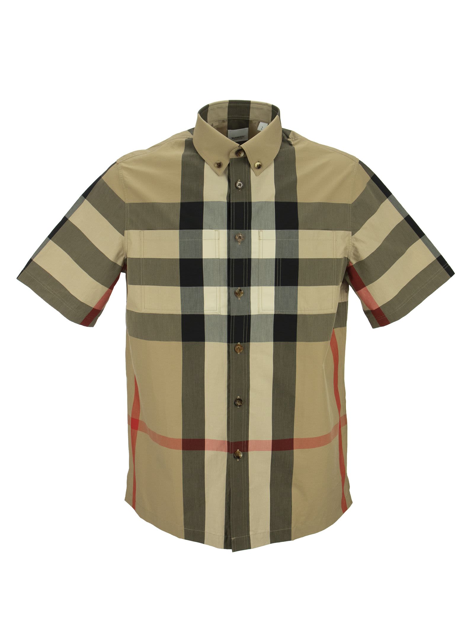Burberry Thames - Short-sleeve Check Stretch Cotton Poplin Shirt