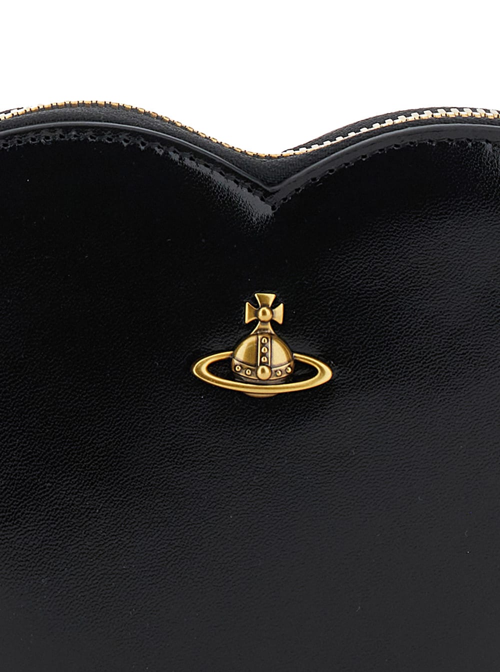 Shop Vivienne Westwood Balck Crossbody Bag With Orb Logo At The Front In Leather Woman In Black