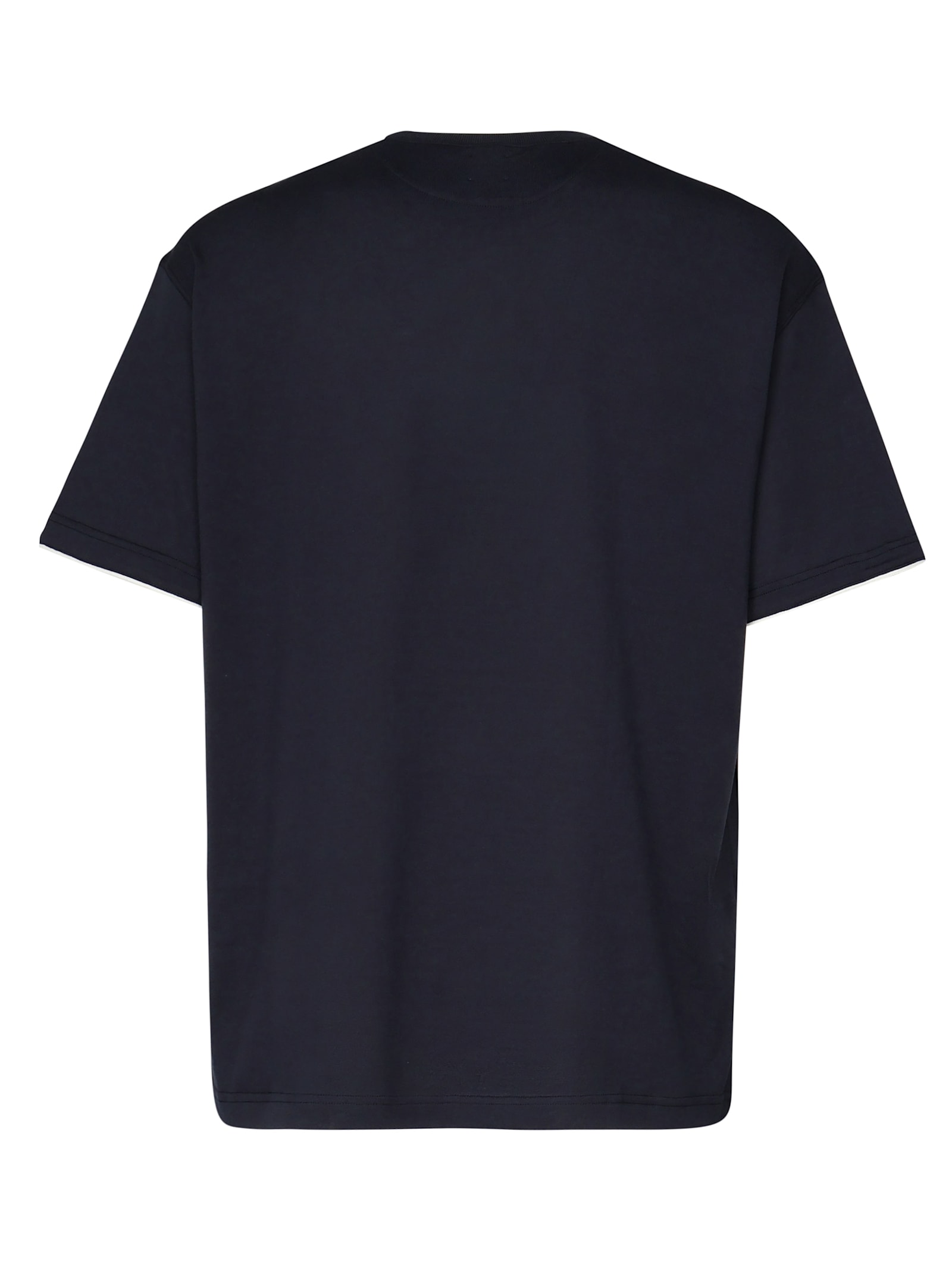 Eleventy Embroidered Cotton Pocket T-shirt In New Blue