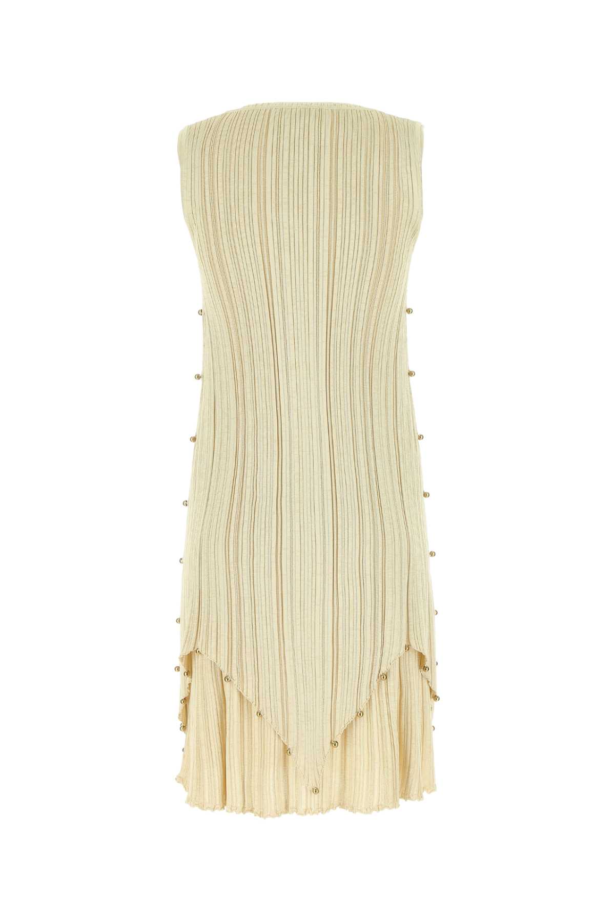 Shop Bottega Veneta Gold Polyester Blend Dress In 7112
