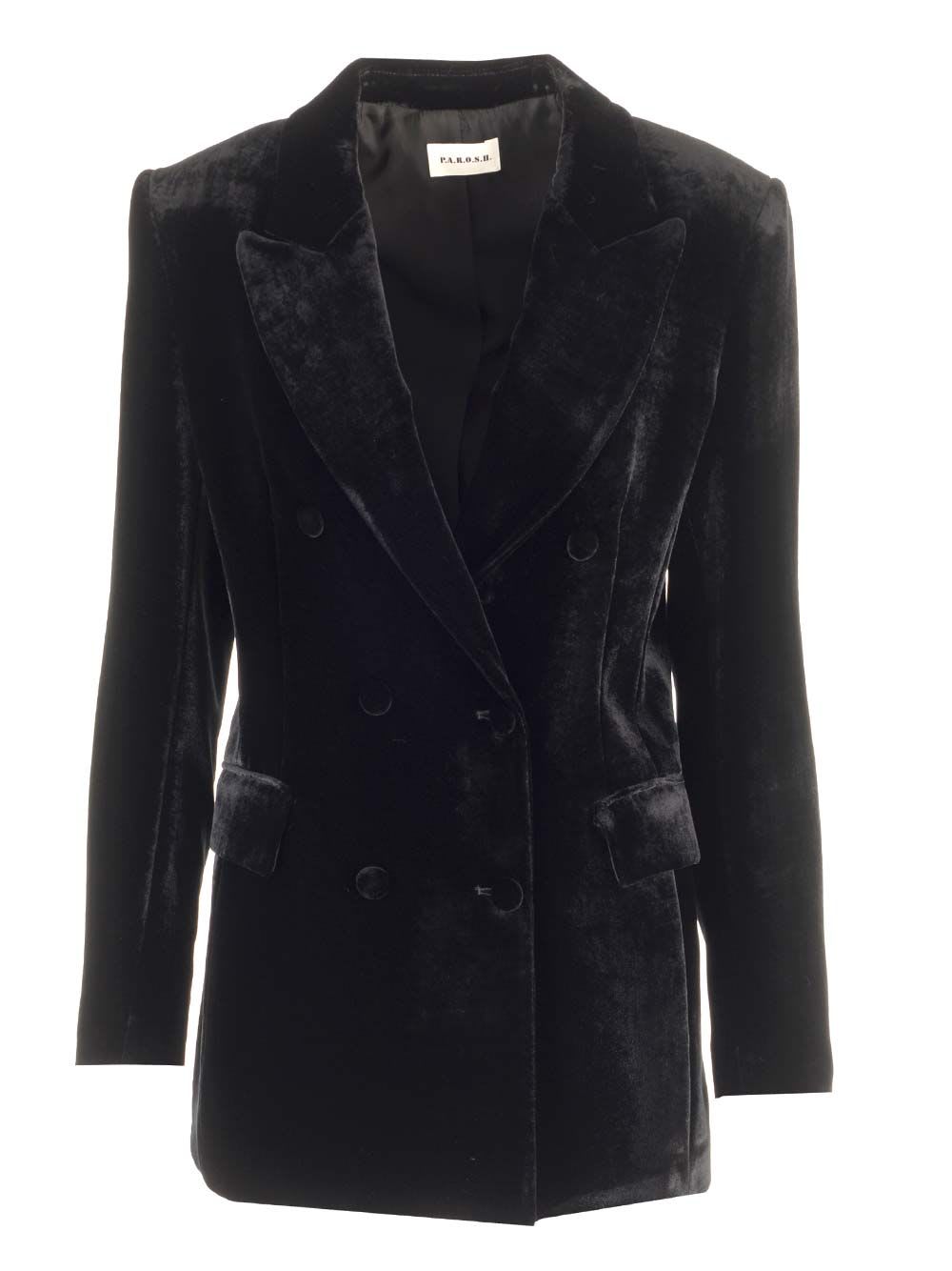 Shop P.a.r.o.s.h Velvet Blazer In Black