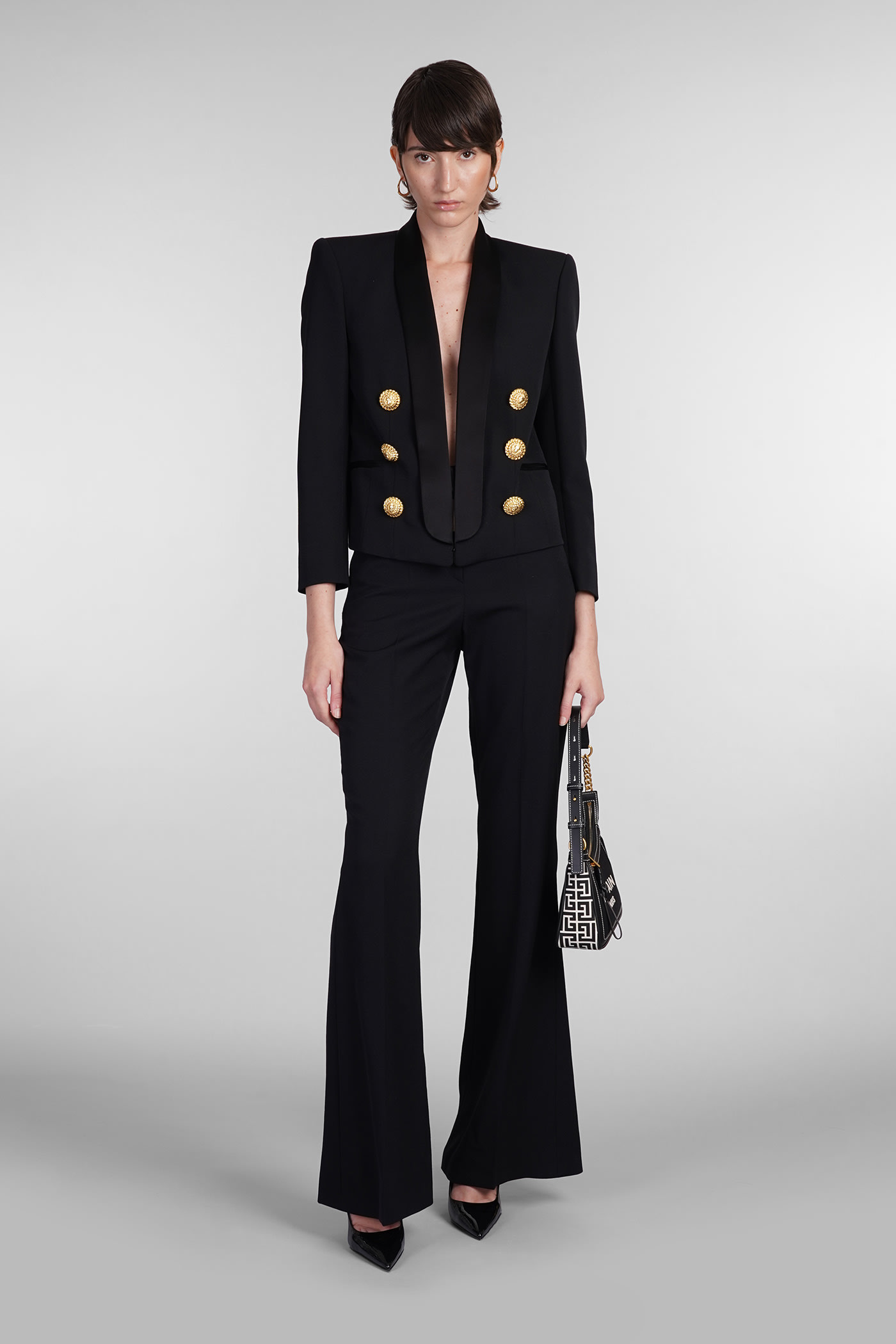 Shop Balmain Blazer In Black Wool