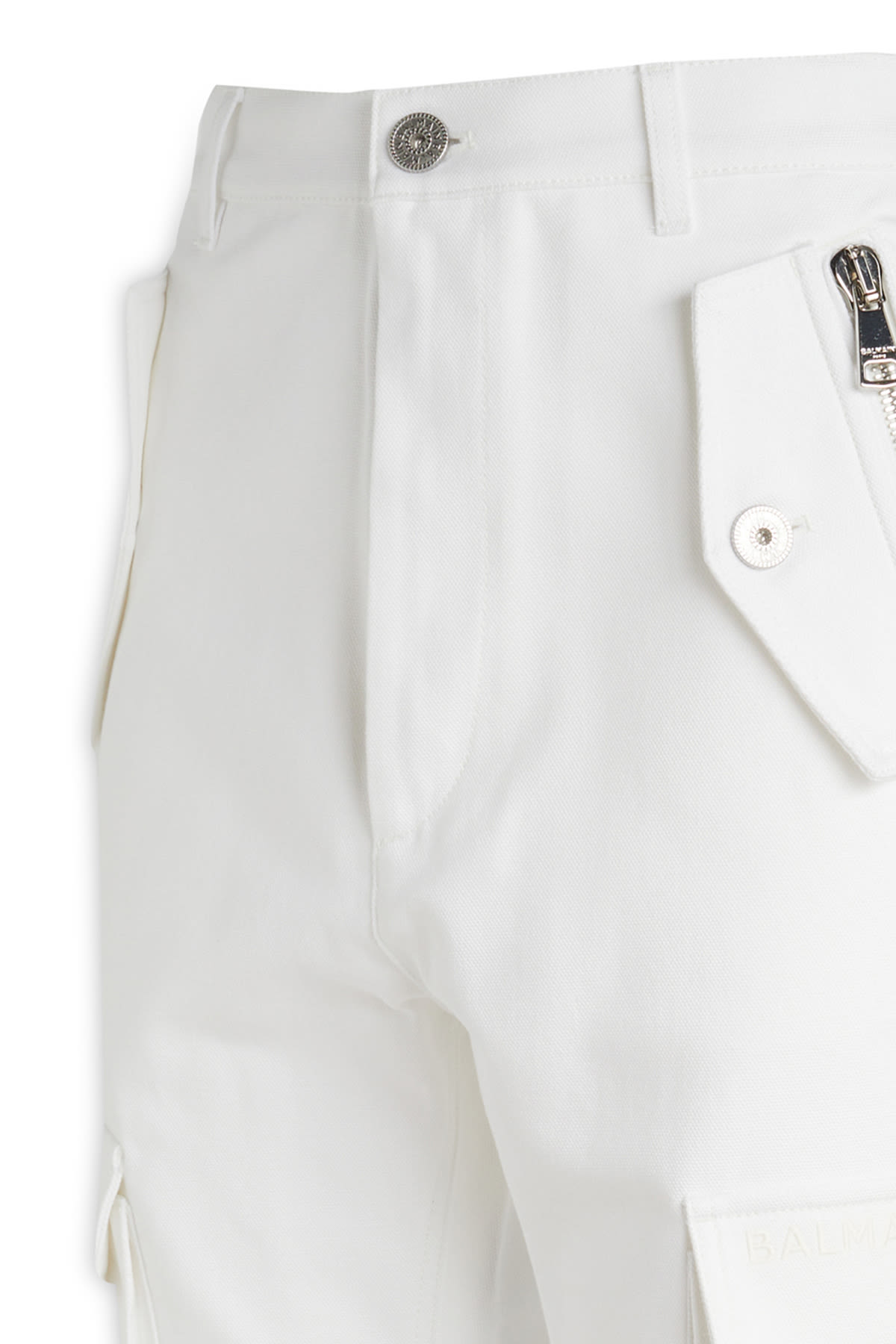 Balmain Cargo Trousers With Belt Loops And Metal Hardware In 0fa