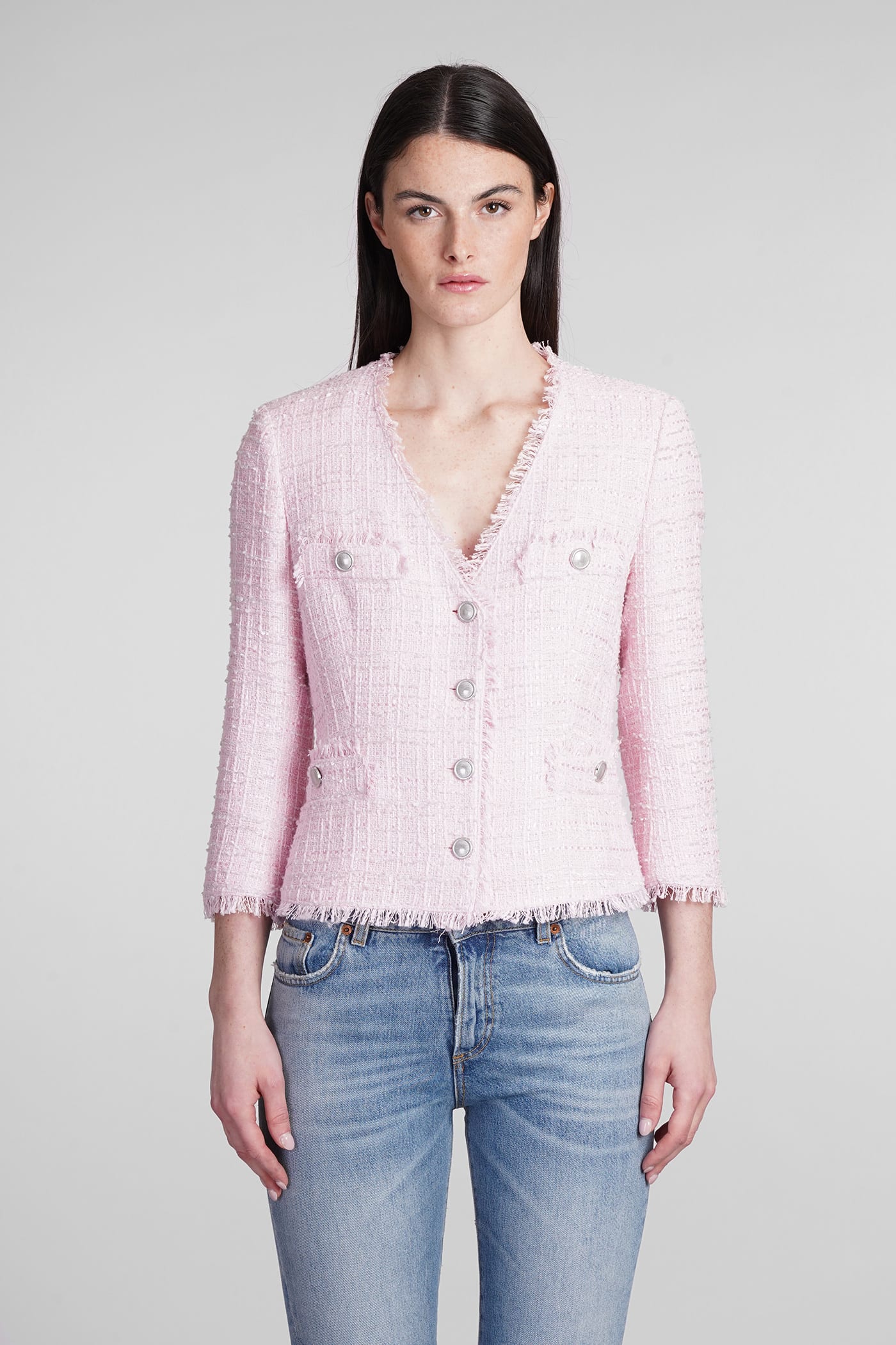 Tagliatore Dharma Casual Jacket In Rose-pink Cotton In Nude & Neutrals