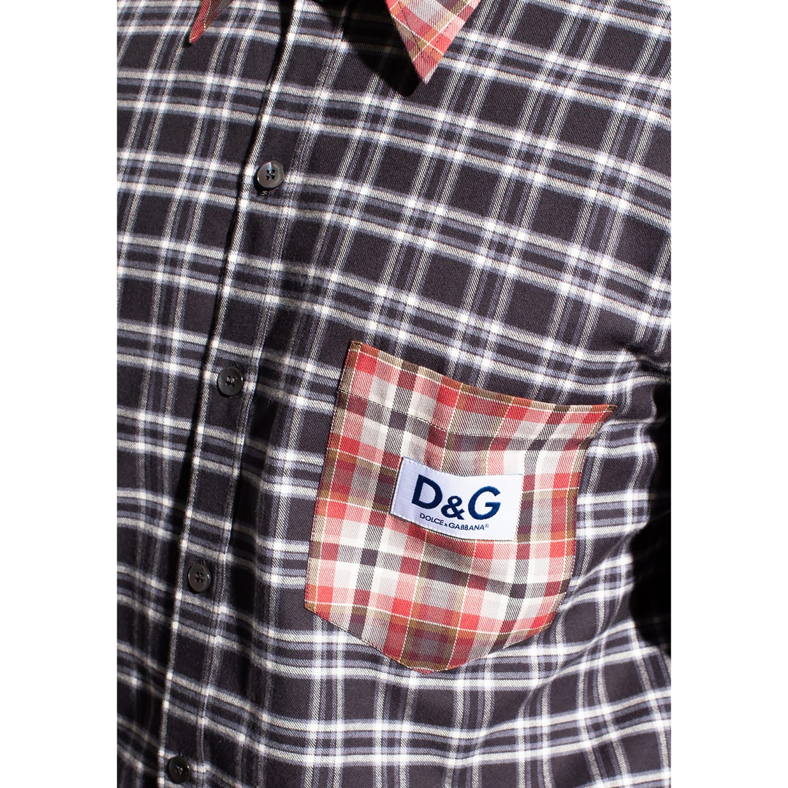 Shop Dolce & Gabbana Flannel Shirt In Gray