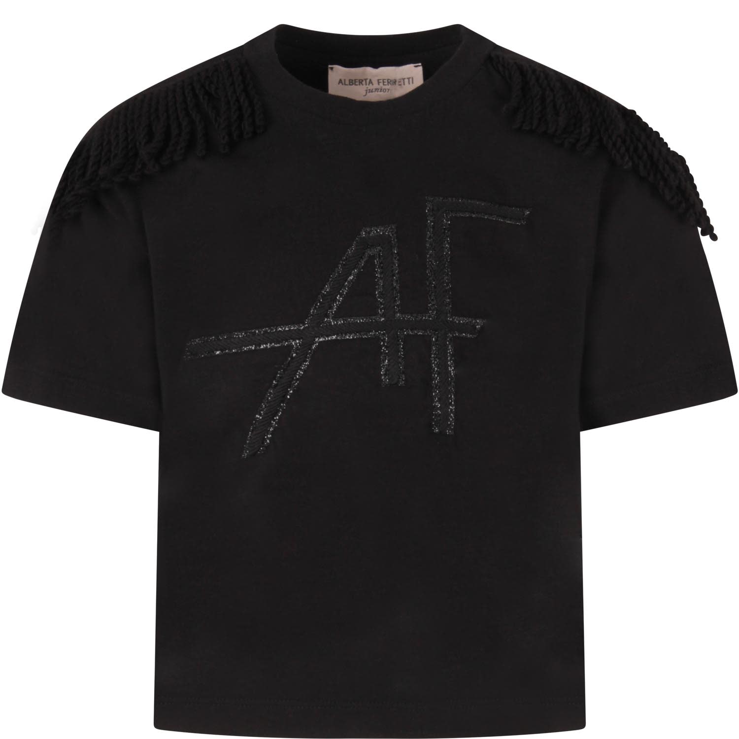 Alberta Ferretti Black T-shirt For Girl With Logo