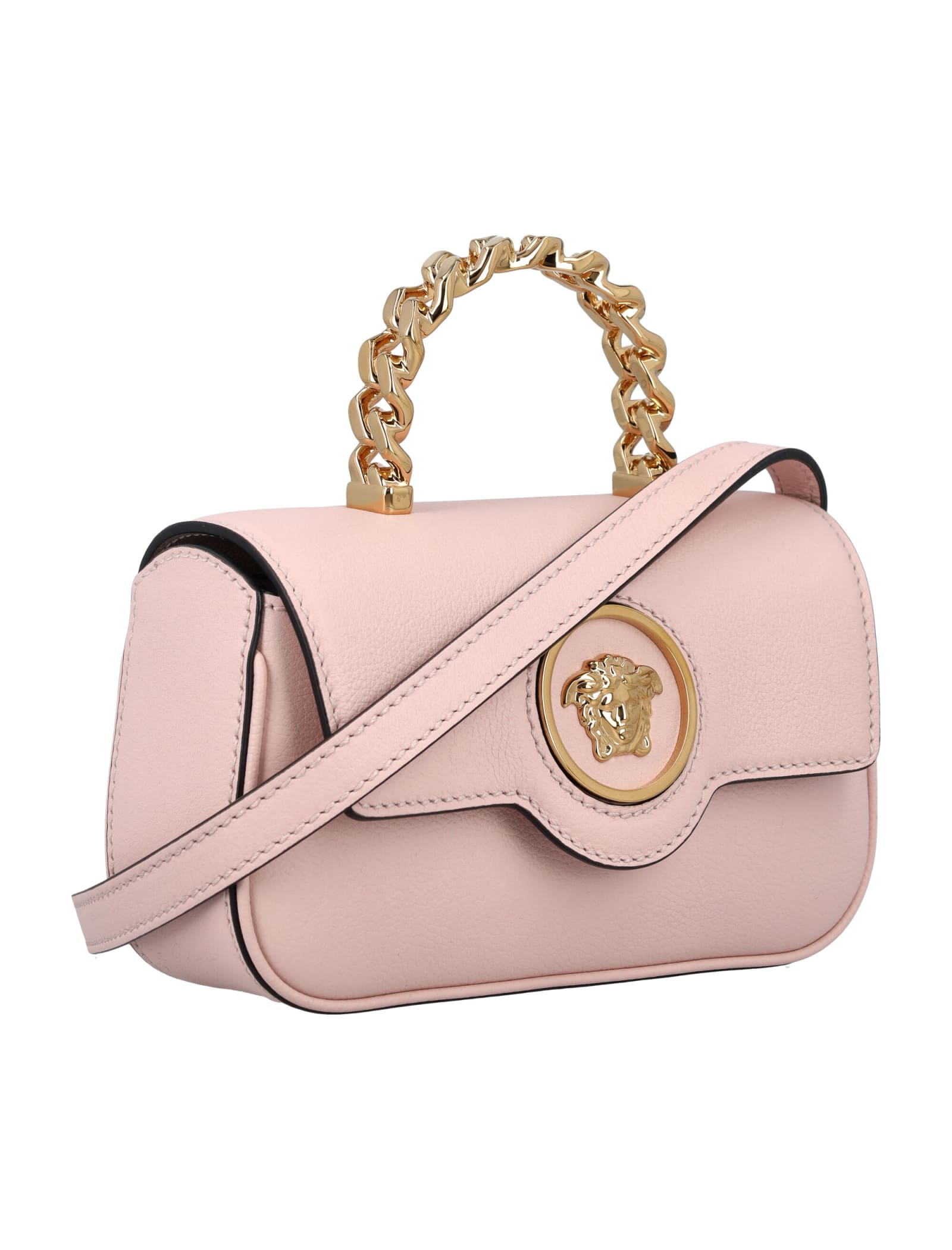 Shop Versace Horizontal Mini Top Handle Bag In Dusty Rose