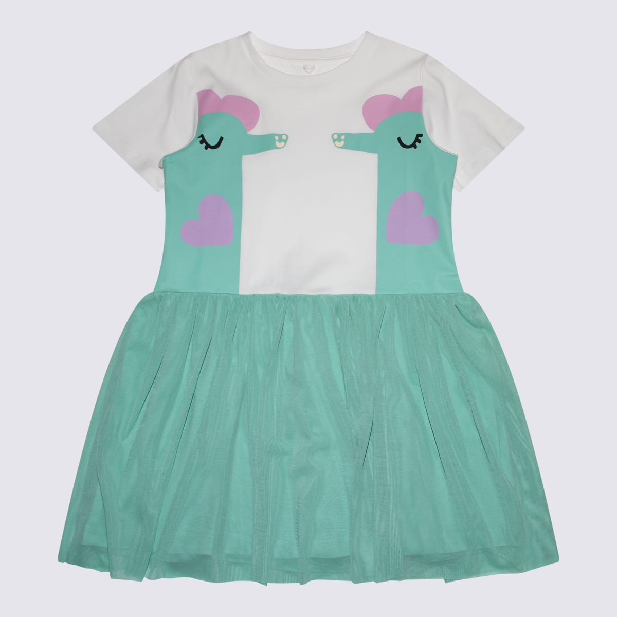 Stella Mccartney Kids' White, Green And Purple Cotton Dress
