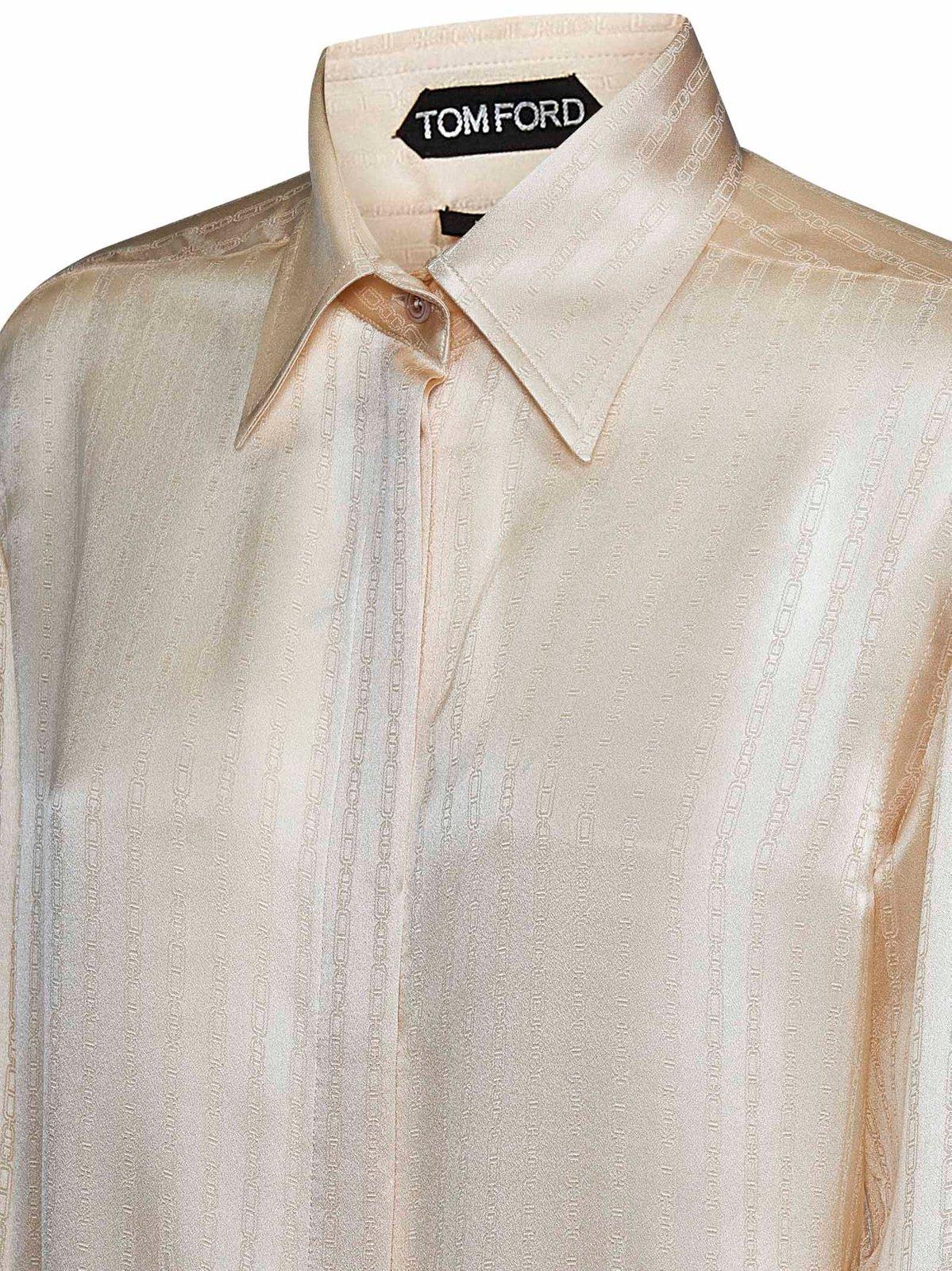 Shop Tom Ford Whitney Striped Fluid Shirt In Beige